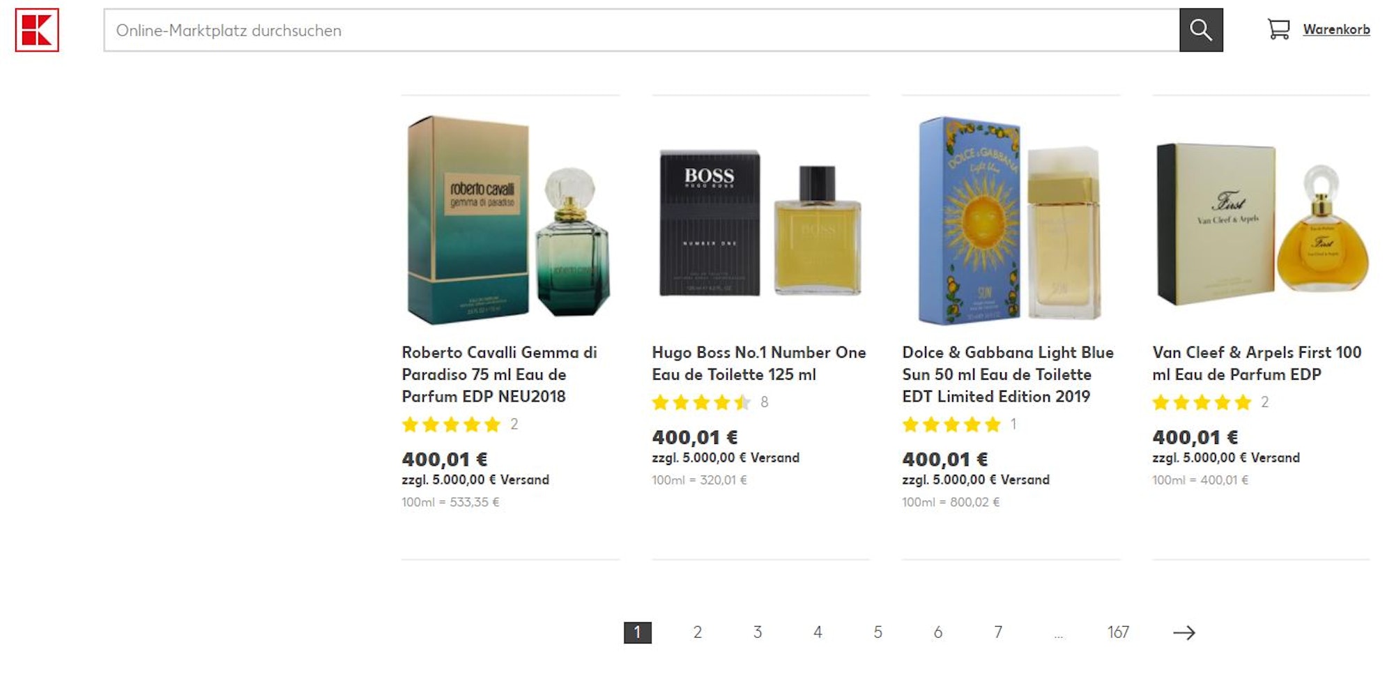 Der Anbieter „Fragrancia“ verlangte für Kosmetik-Produkte Versandkosten in Höhe von 5000 Euro.