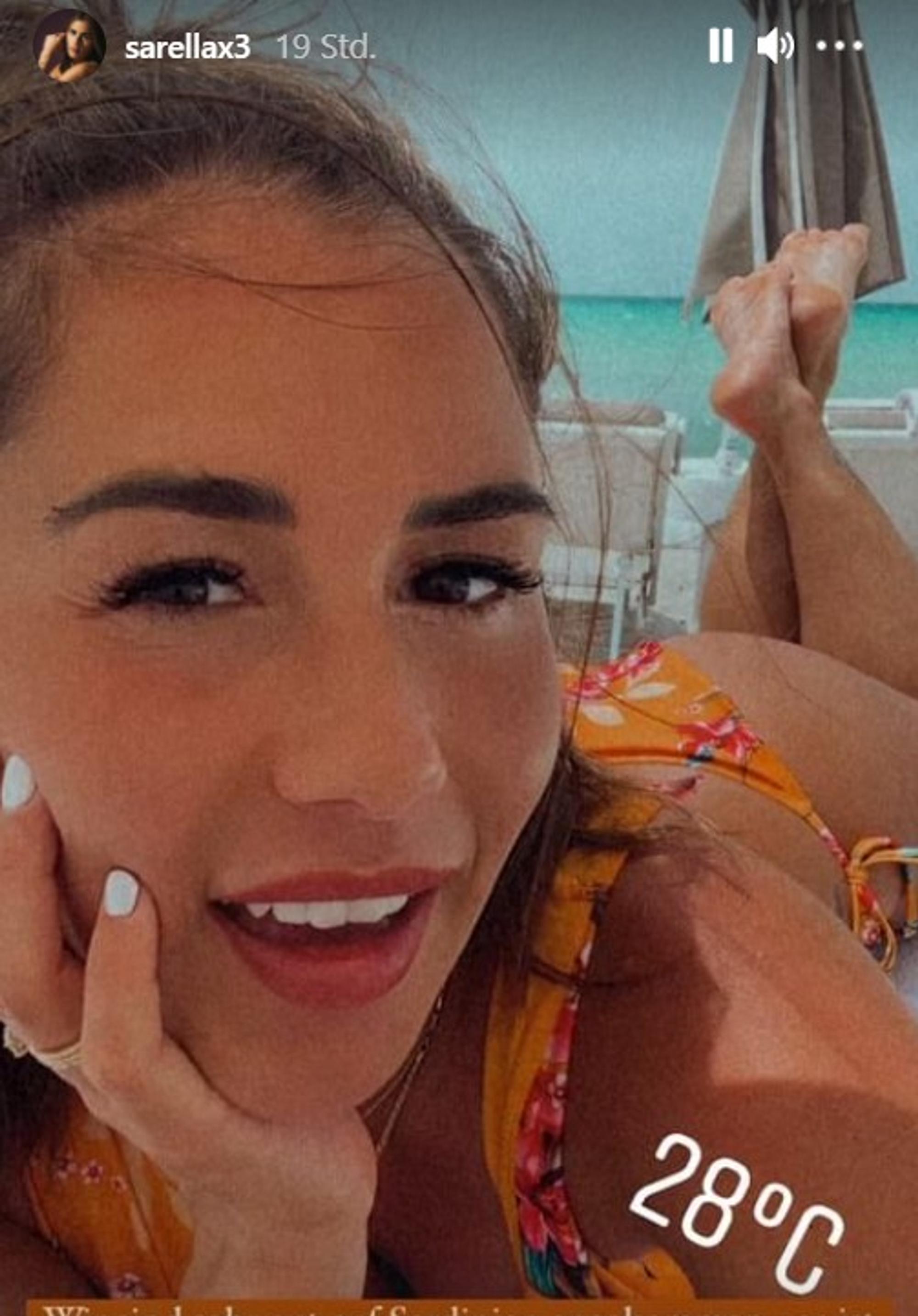 Die schwangere Sarah Engels hat am 12. Juli in ihrer Instagram-Story Fotos aus dem Sardinien-Urlaub gepostet
