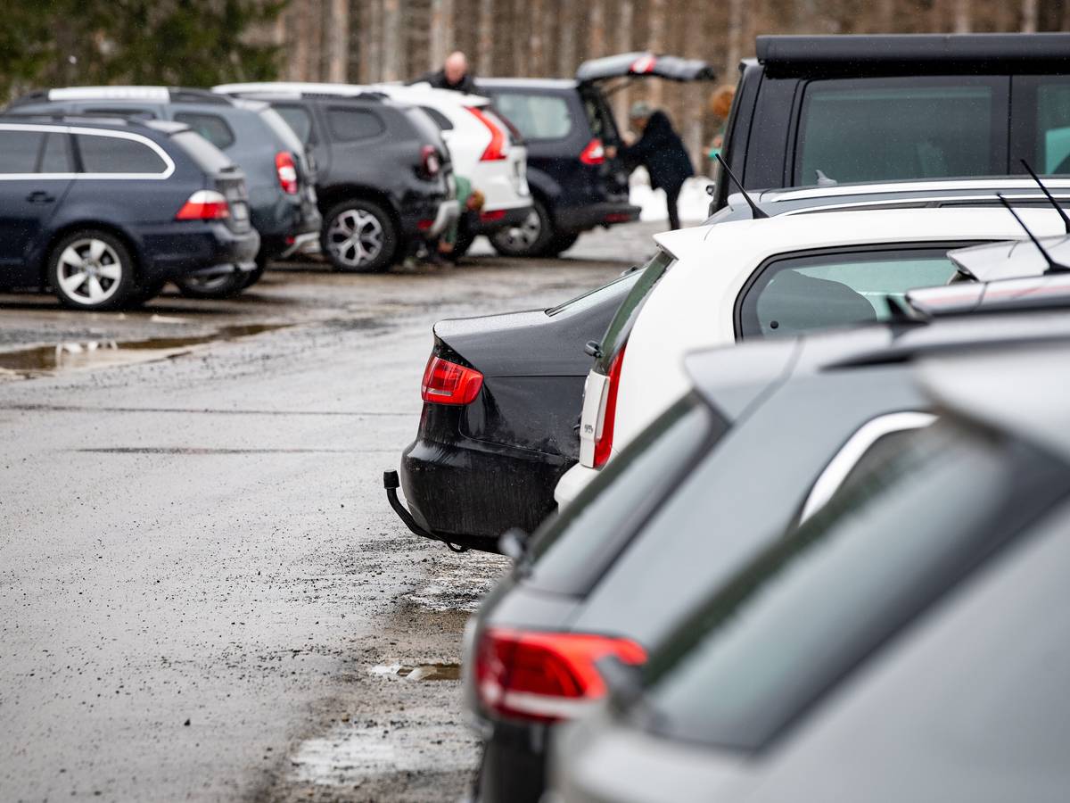Autos stehen im März 2021 auf einem Parkplatz am Oderteich im Nationalpark Harz nebeneinander.