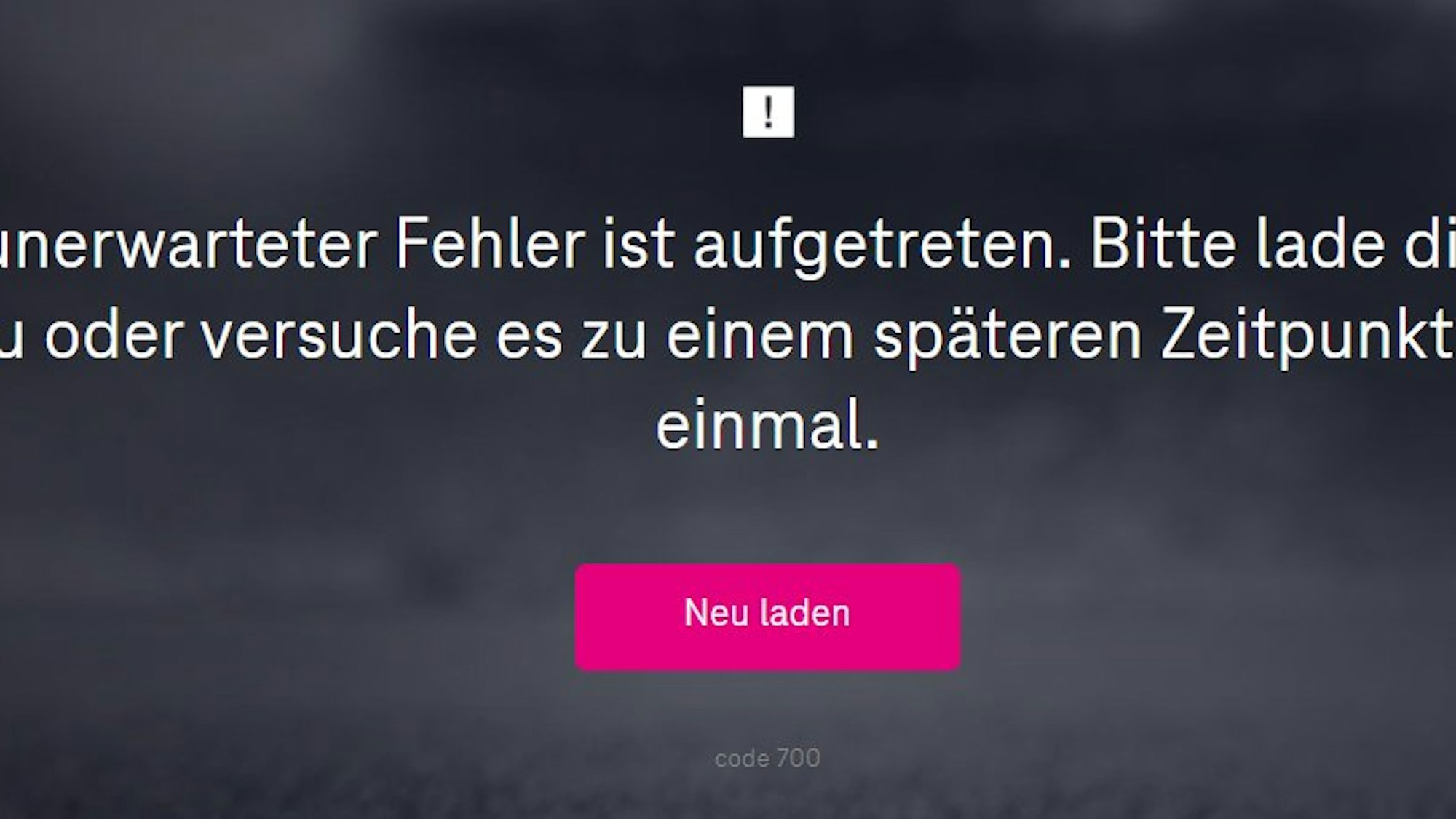 Fehlermeldung bei MagentaSport beim Testspiel zwischen Bayern München und dem 1. FC Köln.