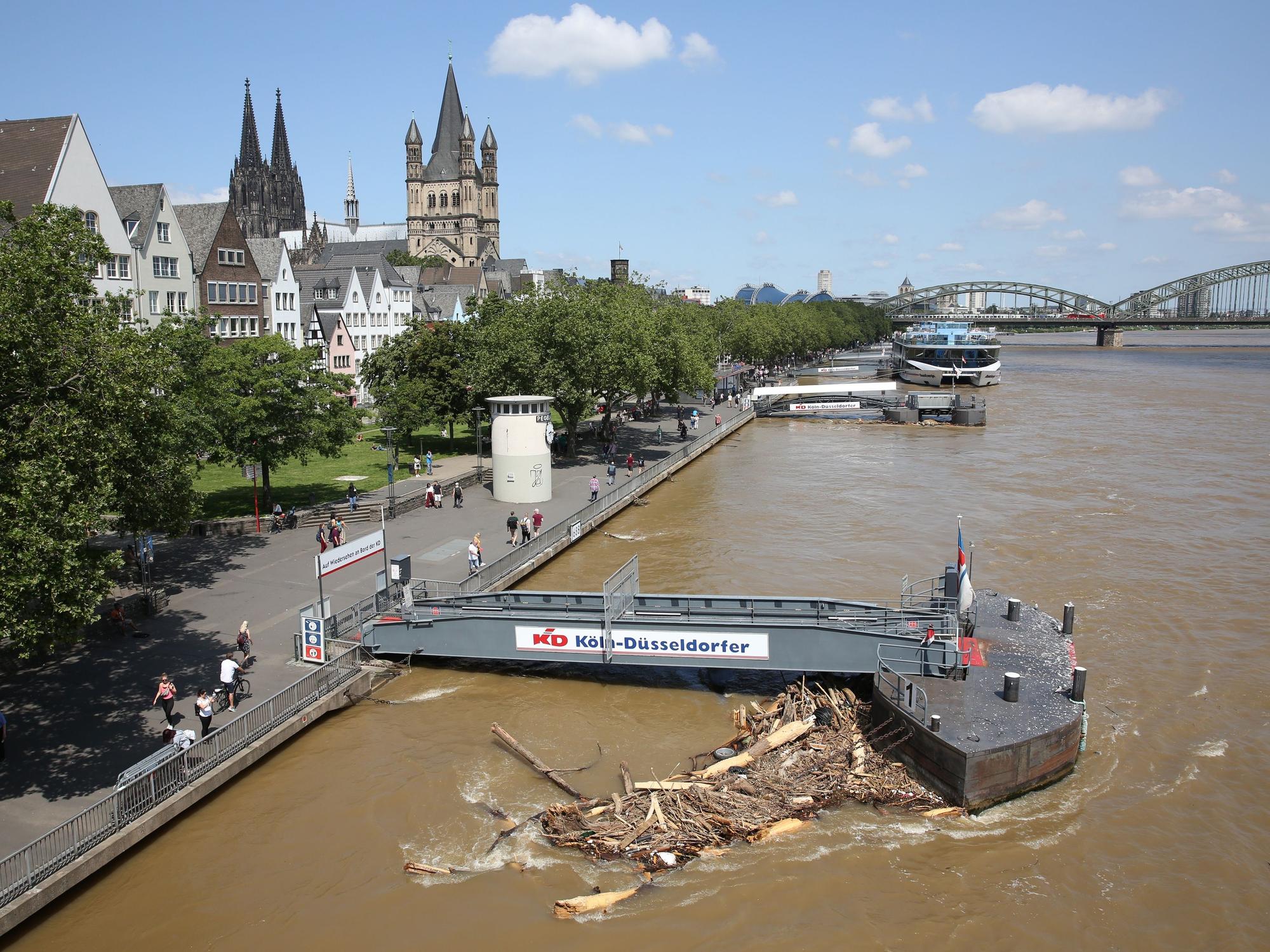 Hochwasser in Köln: Das Rheinufer bei einem Wasserstand von 7,42 Meter.
