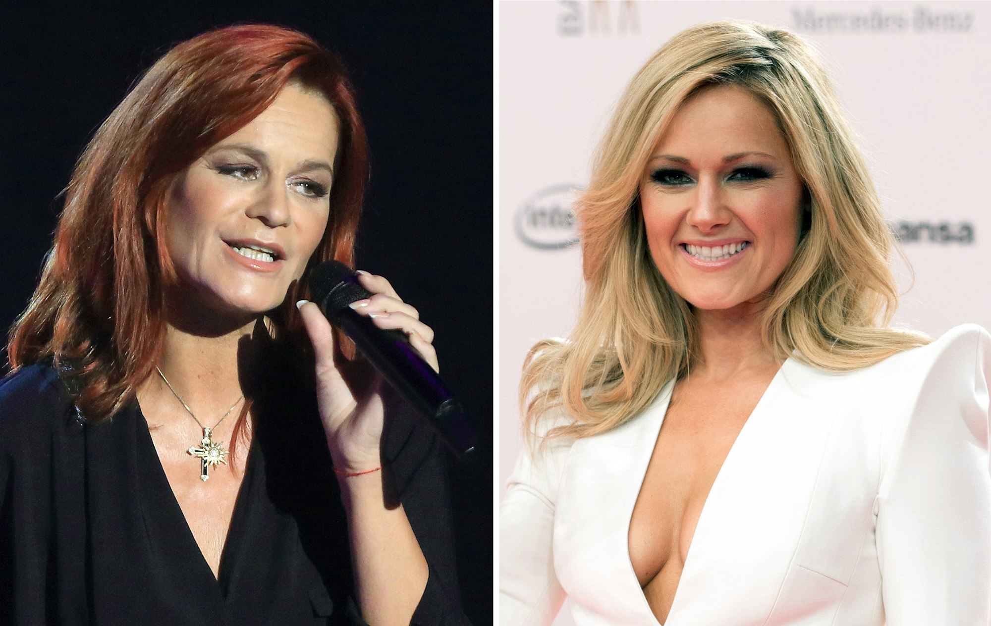 Die Sängerinnen Andrea Berg (l.) und Helene Fischer auf einer Bildkombo vom 25.03.2014.