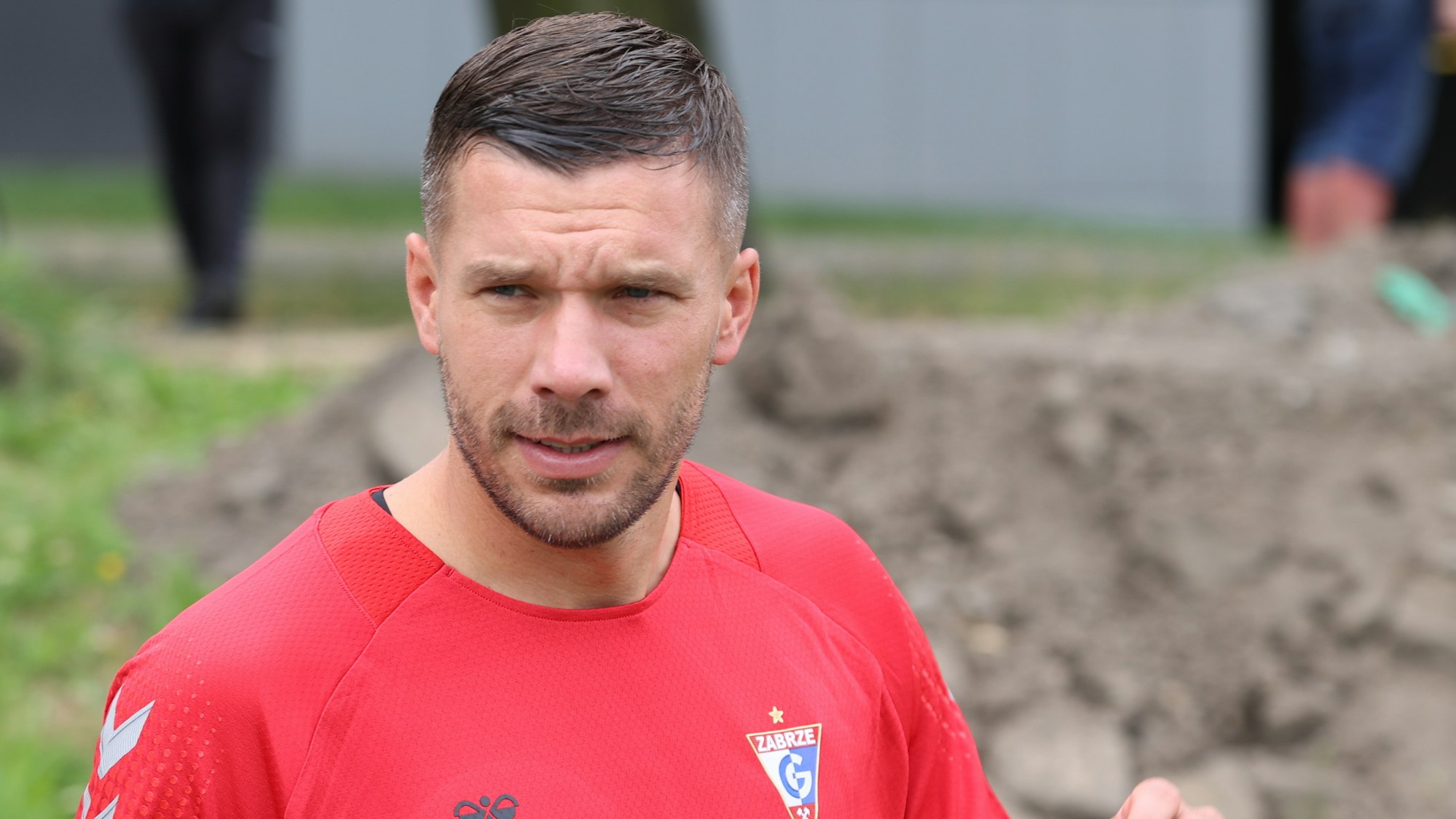 Lukas Podolski während einer Trainingseinheit bei Gornik Zabrze