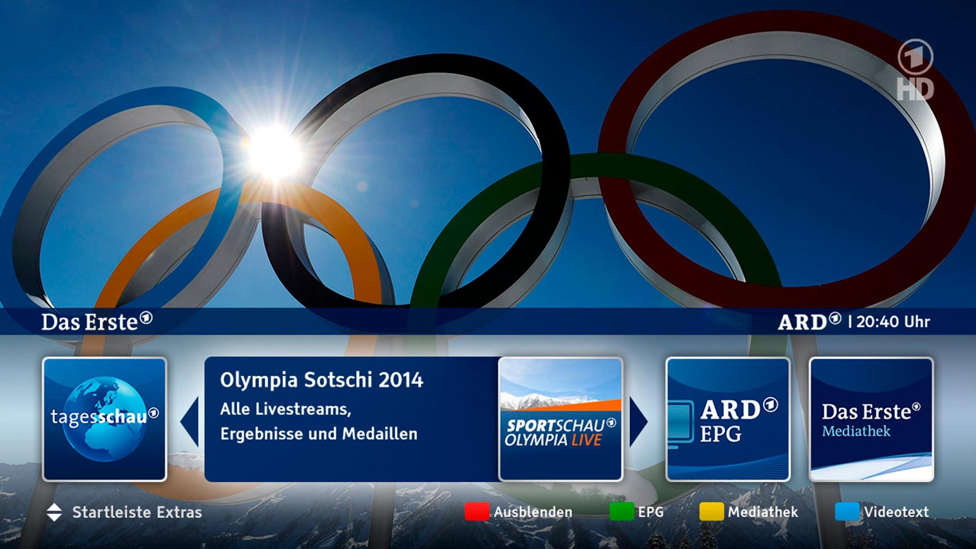 Das HbbTV-Angebot der ARD rund um Olympia.