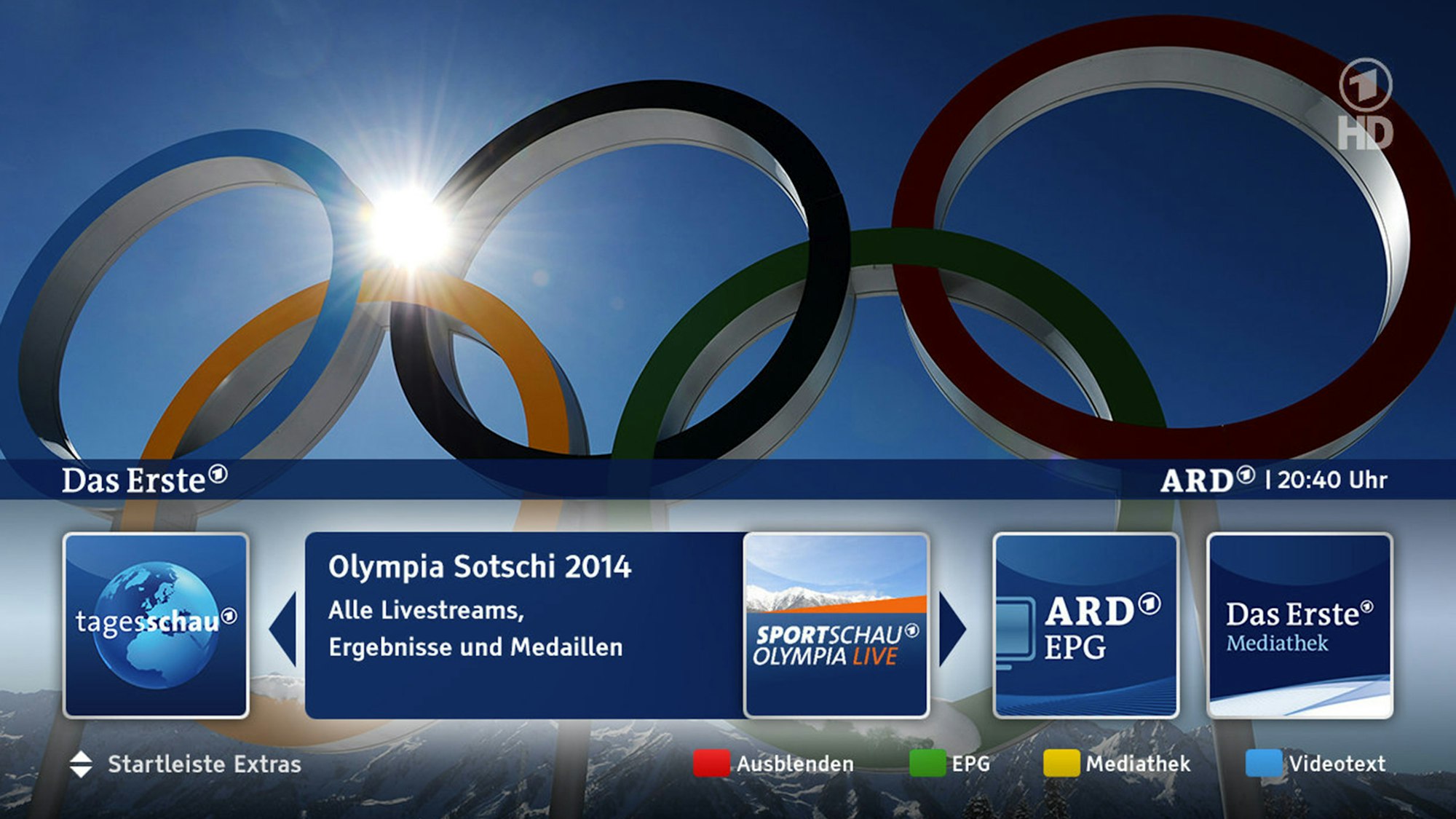 Das HbbTV-Angebot der ARD rund um Olympia.
