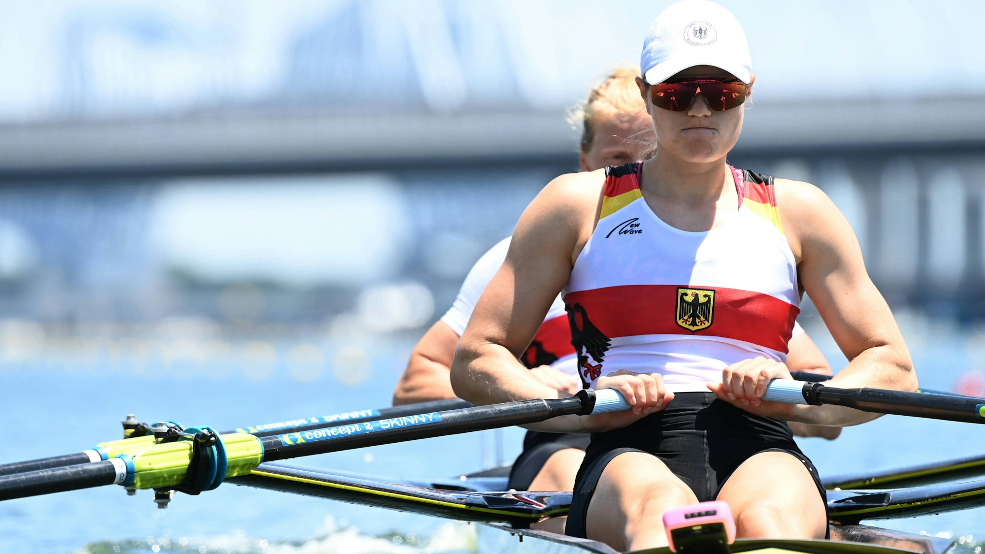 Julia Menzel beim Ruderwettkampf bei Olympia