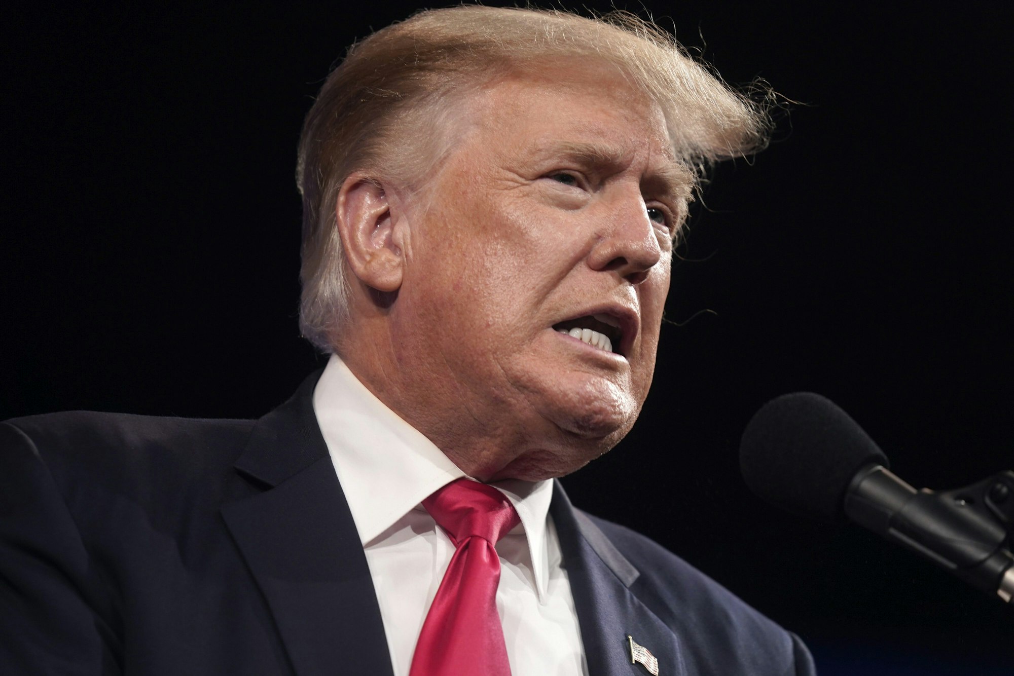 Former president Donald Trump speaks at the Conservative Political Action Conference (CPAC) Sunday, July 11, 2021, in Dallas. (AP Photo/LM Otero)