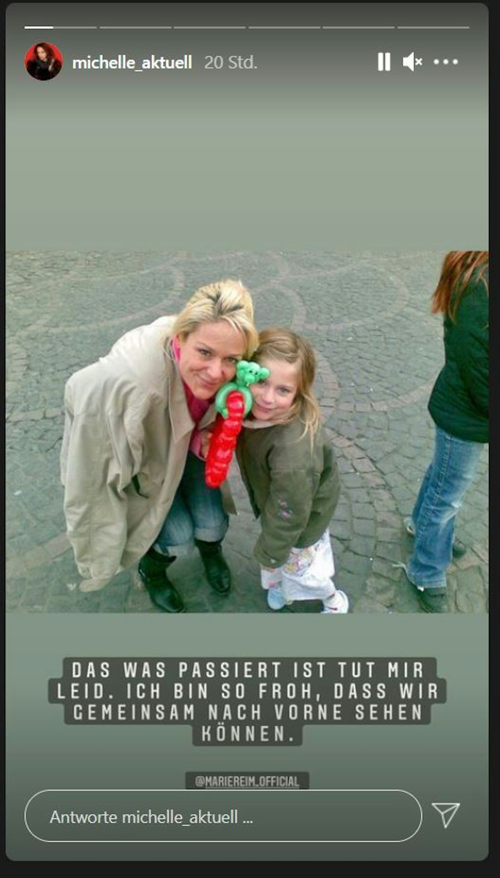 Schlagersängerin Michelle hat sich öffentlich bei ihrer Tochter Marie Reim entschuldigt. Beide hatten seit Anfang 2020 Streit, Auslöser soll ein Mann gewesen sein