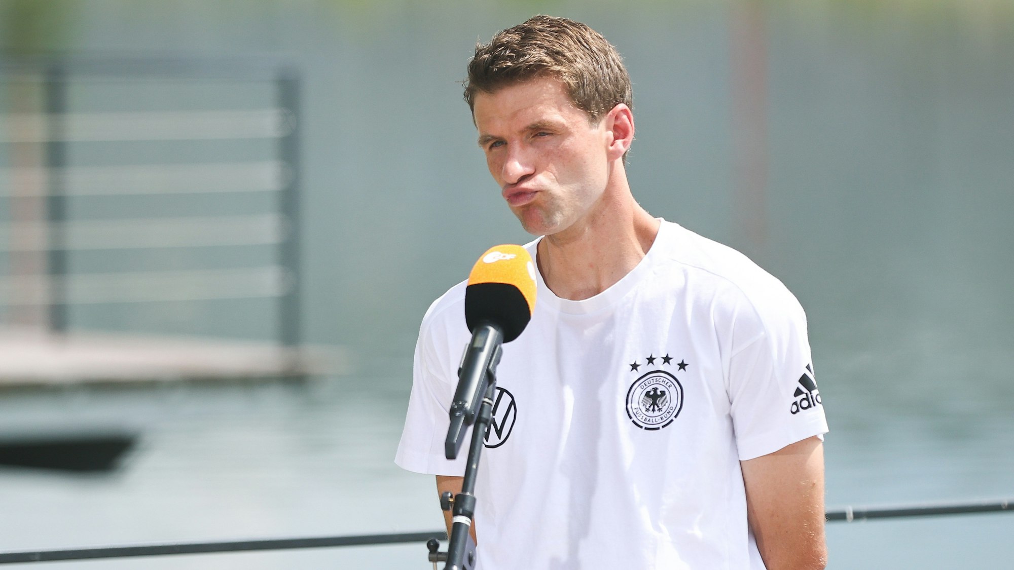 Thomas Müller am 26. Juni während der EM bei einem ZDF-Interview.