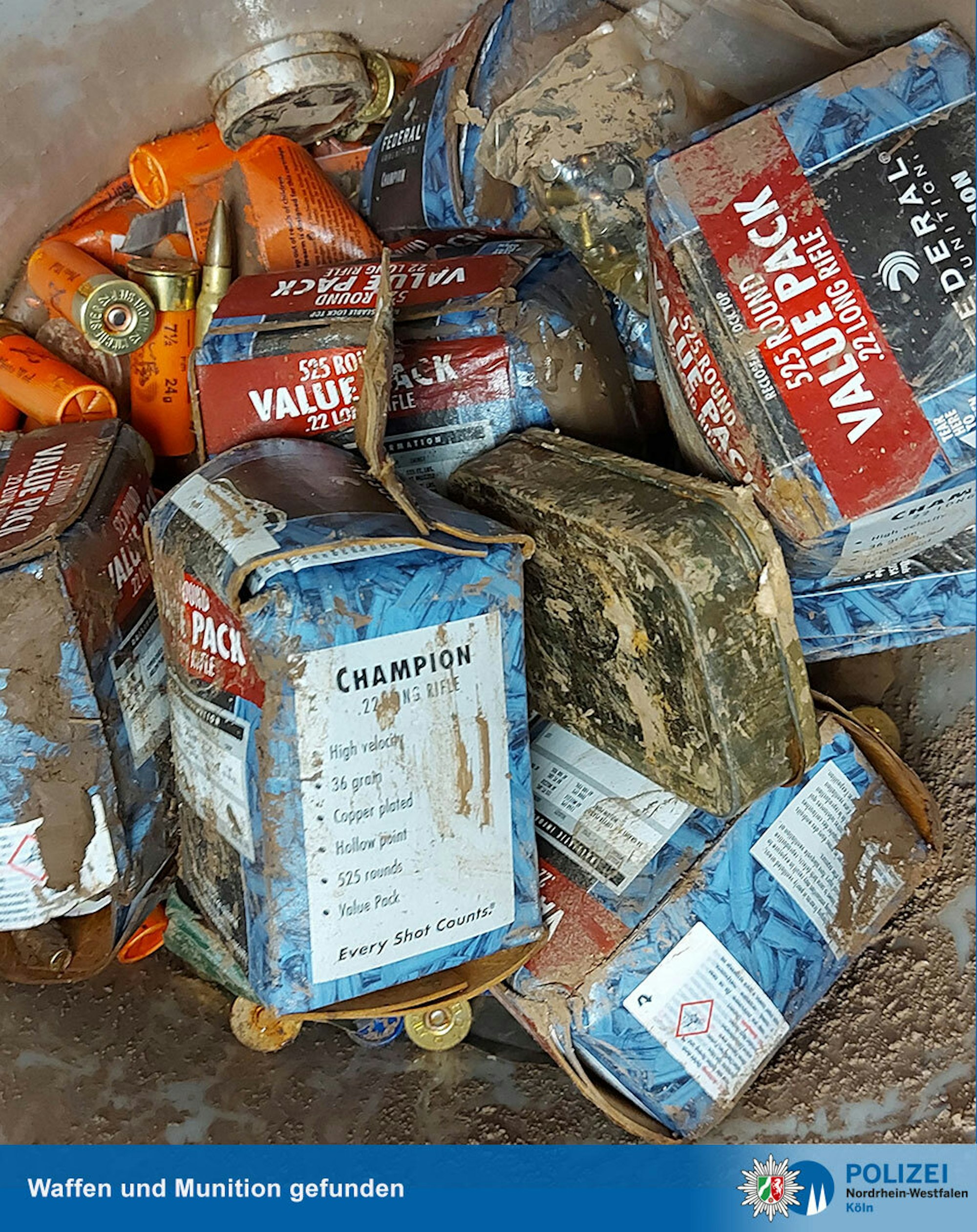 Munition, die in Gebieten der Flutkatastrophe gefunden wurde