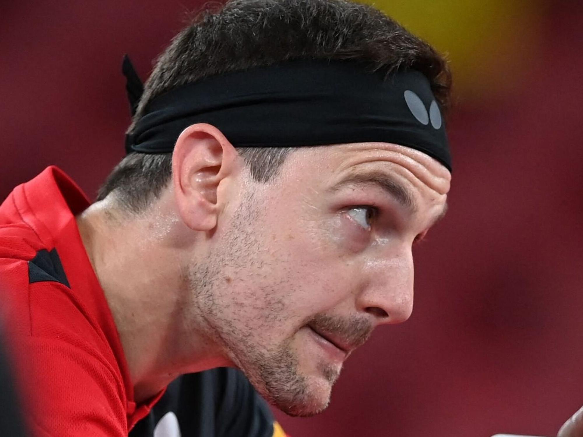 Timo Boll schlägt gegen den Südkoreaner Jeoung Youngsik während der Olympischen Spiele in Tok am 27. Juli 2021 auf.