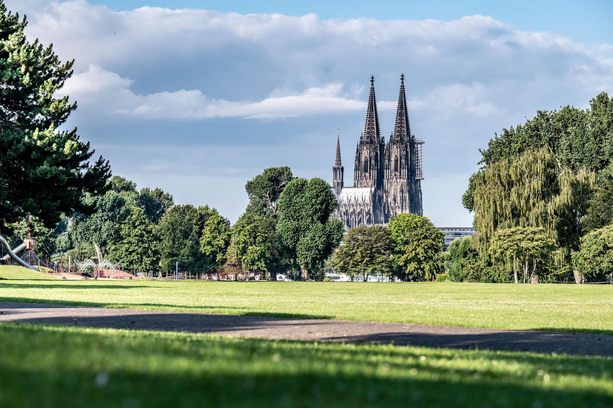 Der Kölner Dom vom Rheinpark aus fotografiert