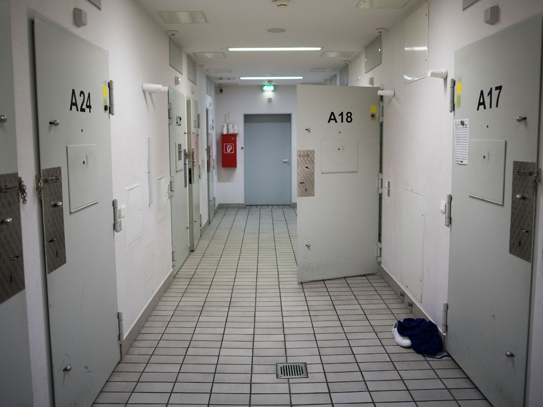 Gewahrsamszellen im Polizeipräsidium.