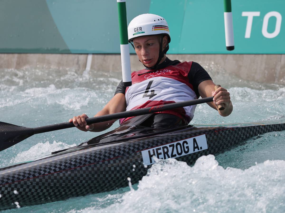 Andrea Herzog im Candier-Einer der Damen bei den Olympischen Spielen in Tokio.
