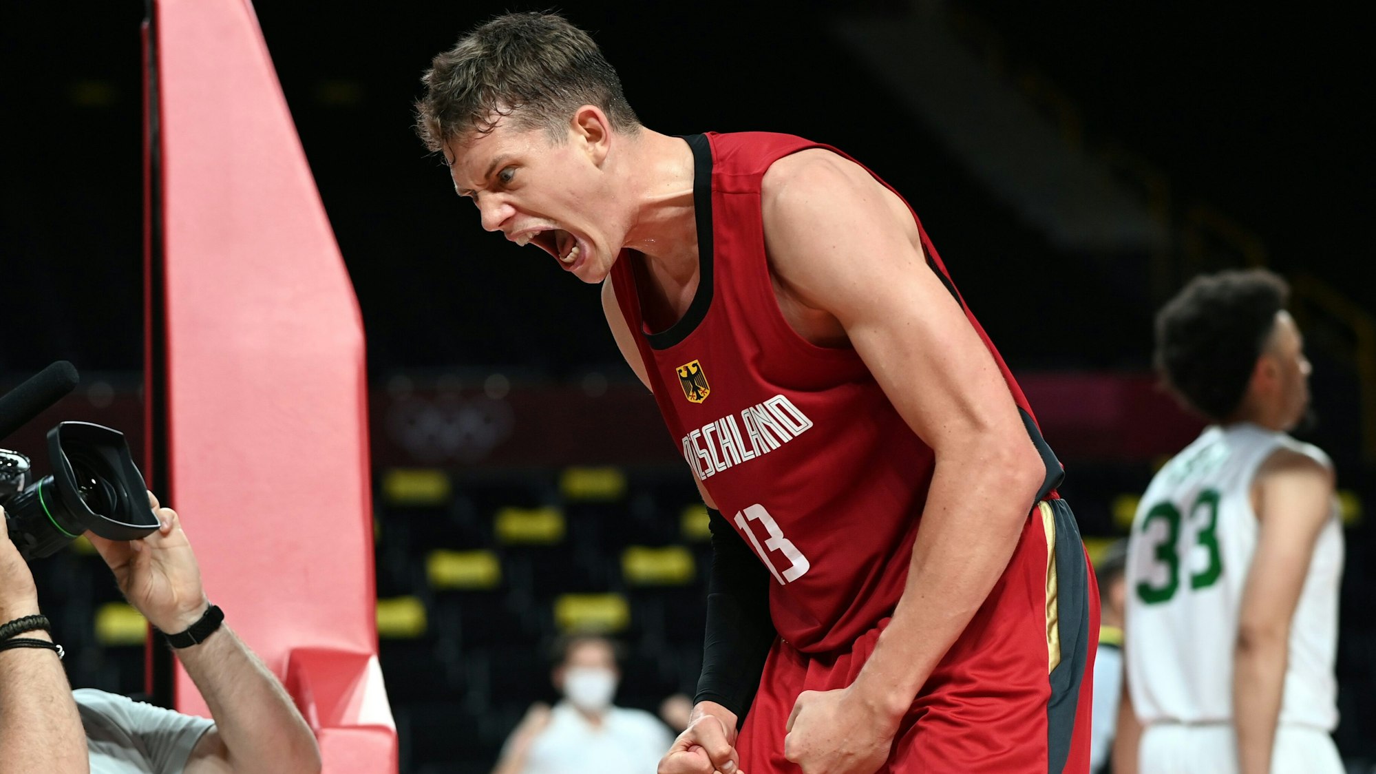 Moritz Wagner im Spiel der deutschen Basketball-Nationalmannschaft am 28. Juli 2021 bei Olympia in Tokio gegen Nigeria.