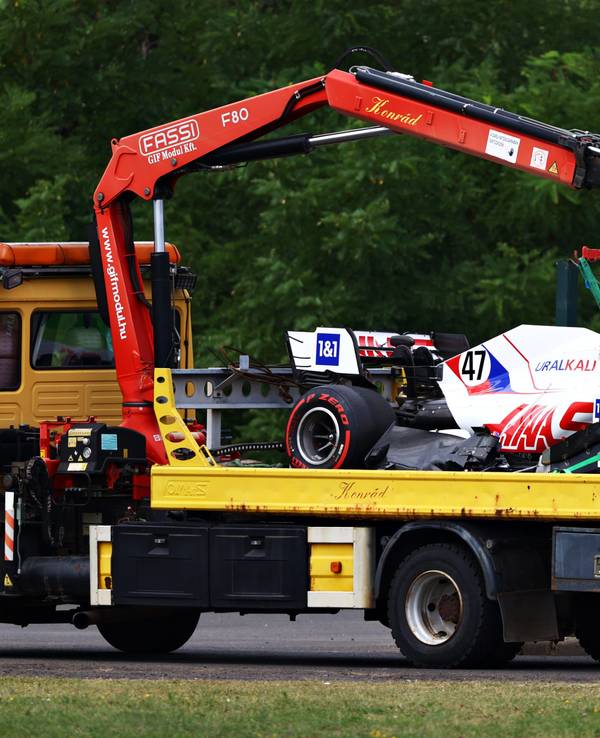 Der Haas von Mick Schumacher nach dem Crash in Ungarn.