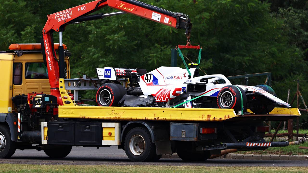 Der Haas von Mick Schumacher nach dem Crash in Ungarn.
