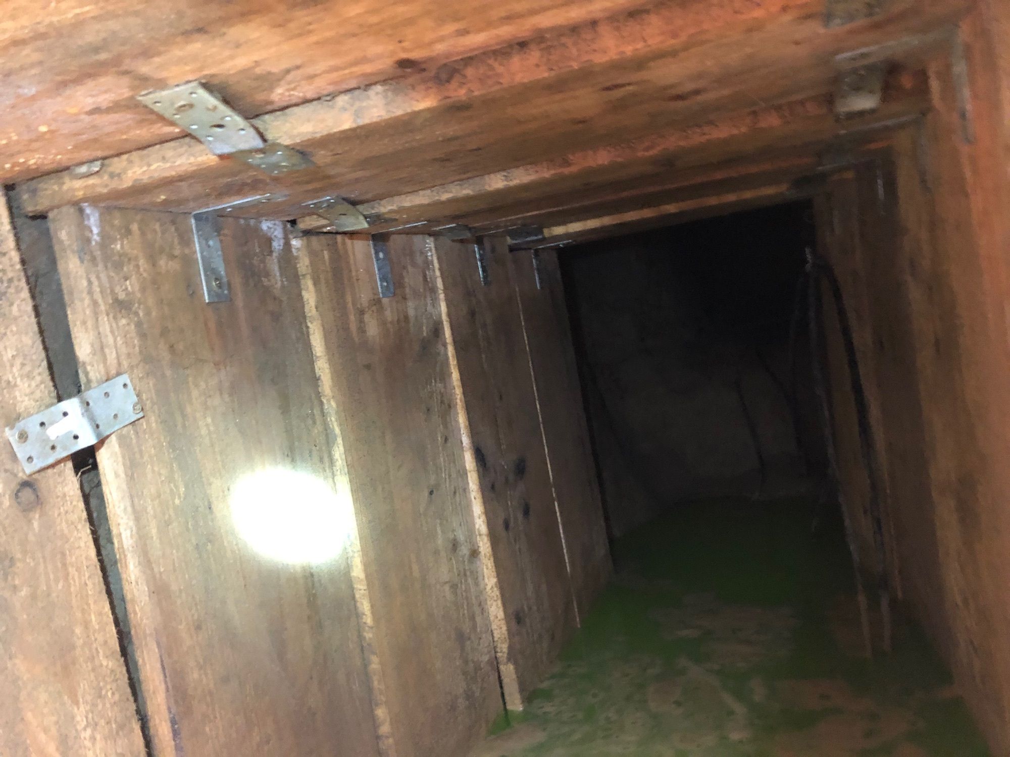 Das Foto zeigt den im Umfeld einer Bank in Spenge entdeckten Tunnel.