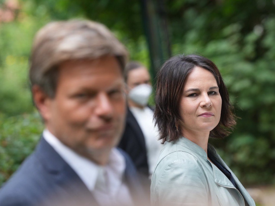 Annalena Baerbock, und Robert Habeck stellen am 03.08.2021 in Biesenthal das „Klimaschutz-Sofortprogramm“ ihrer der Grünen vor.