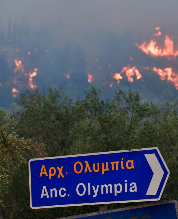 Waldbrand in Griechenland: Vorsichtige Entwarnung für die antike Stätte Olympia am 5. August 2021.