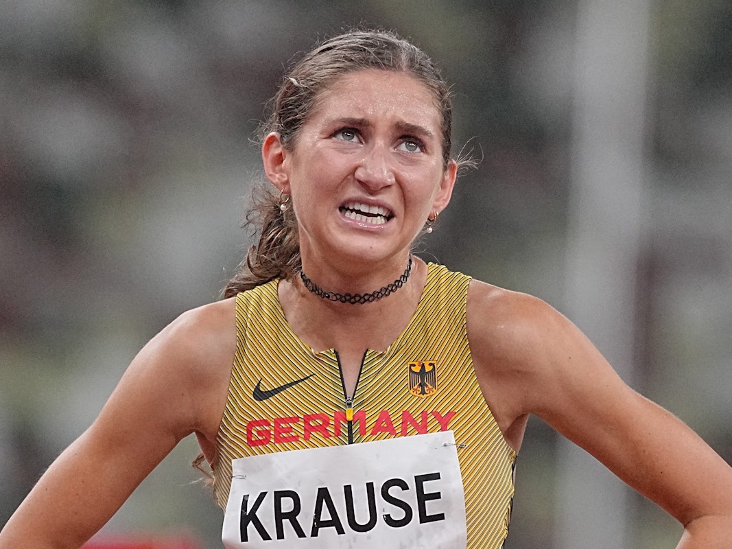 Gesa Felicitas Krause nach dem Finale über 3000 Meter Hindernis bei den Olympischen Spielen