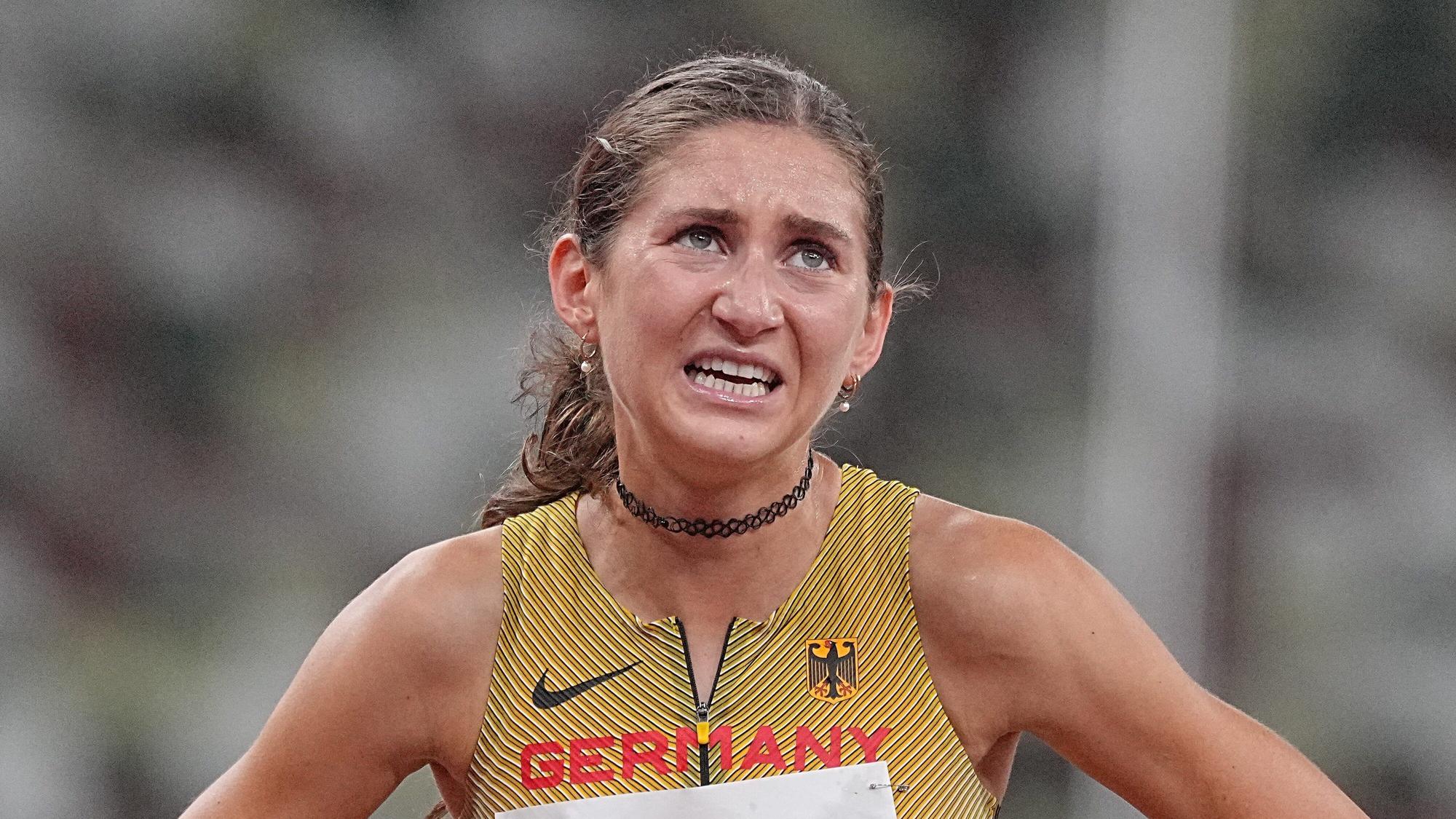 Gesa Felicitas Krause nach dem Finale über 3000 Meter Hindernis bei den Olympischen Spielen