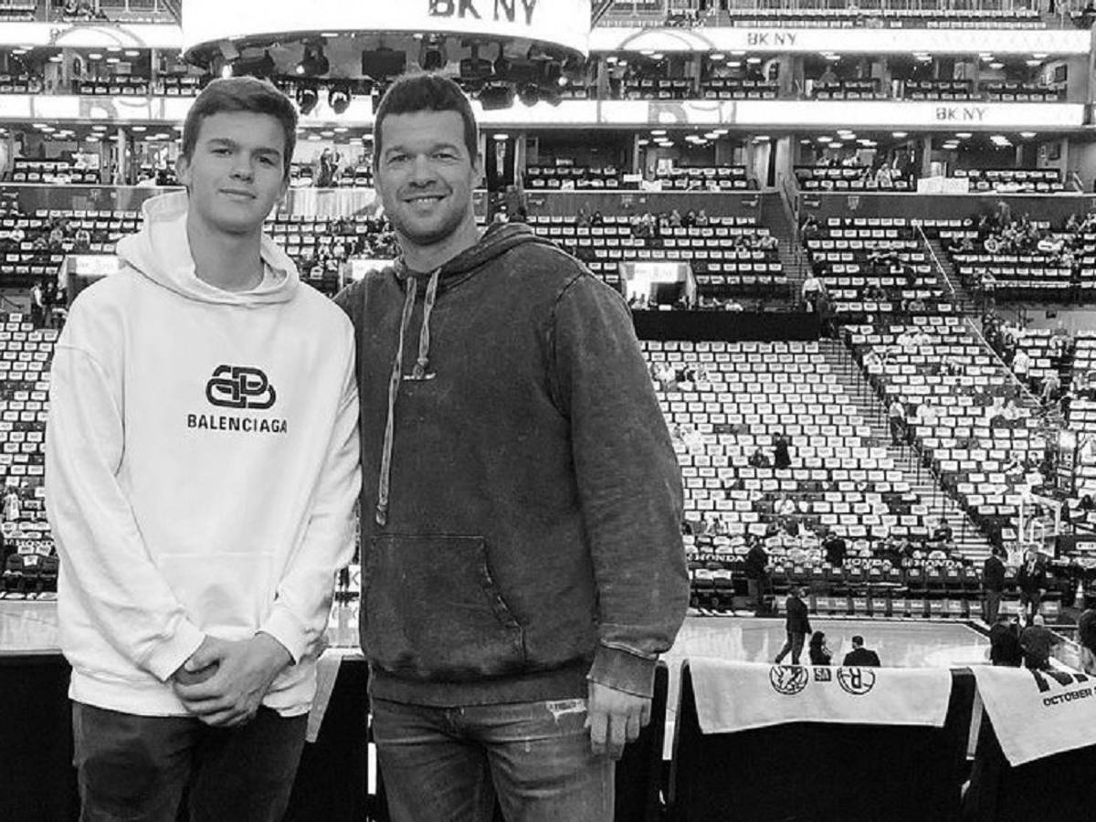 Michael Ballack und sein Sohn Emilio beim gemeinsamen Besuch des Barclays Center in New York.