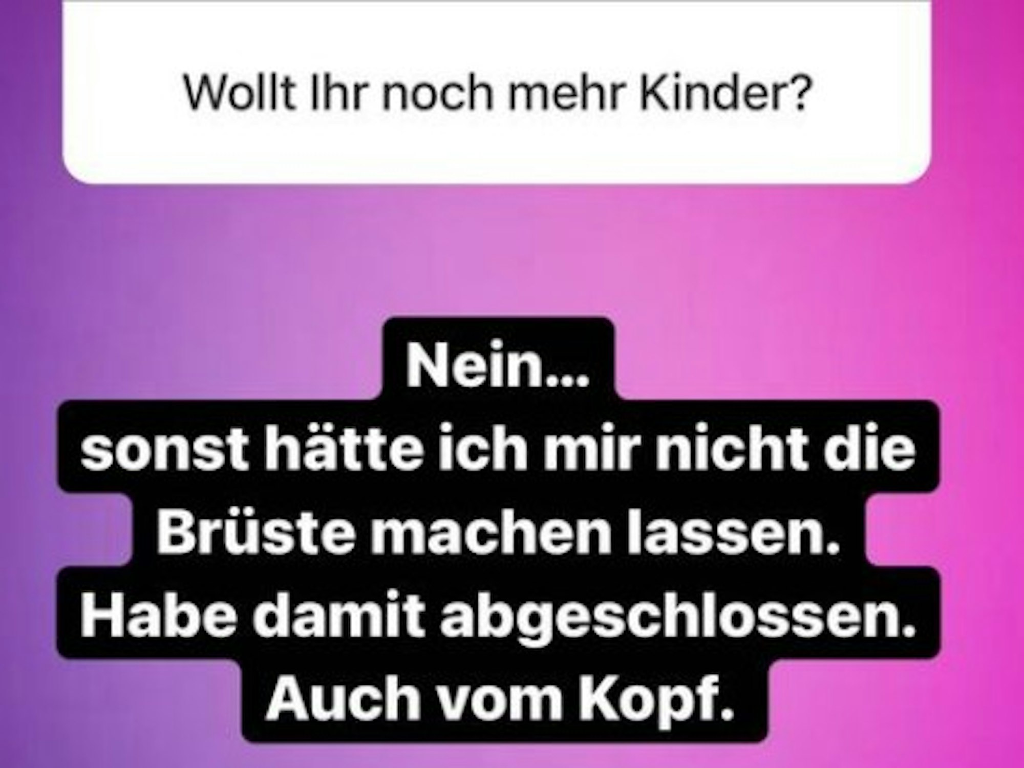 Bei Instagram hat Daniela Katzenberger am 4. August 2021 eine Fan-Frage nach ihrem Kinderwunsch beantwortet