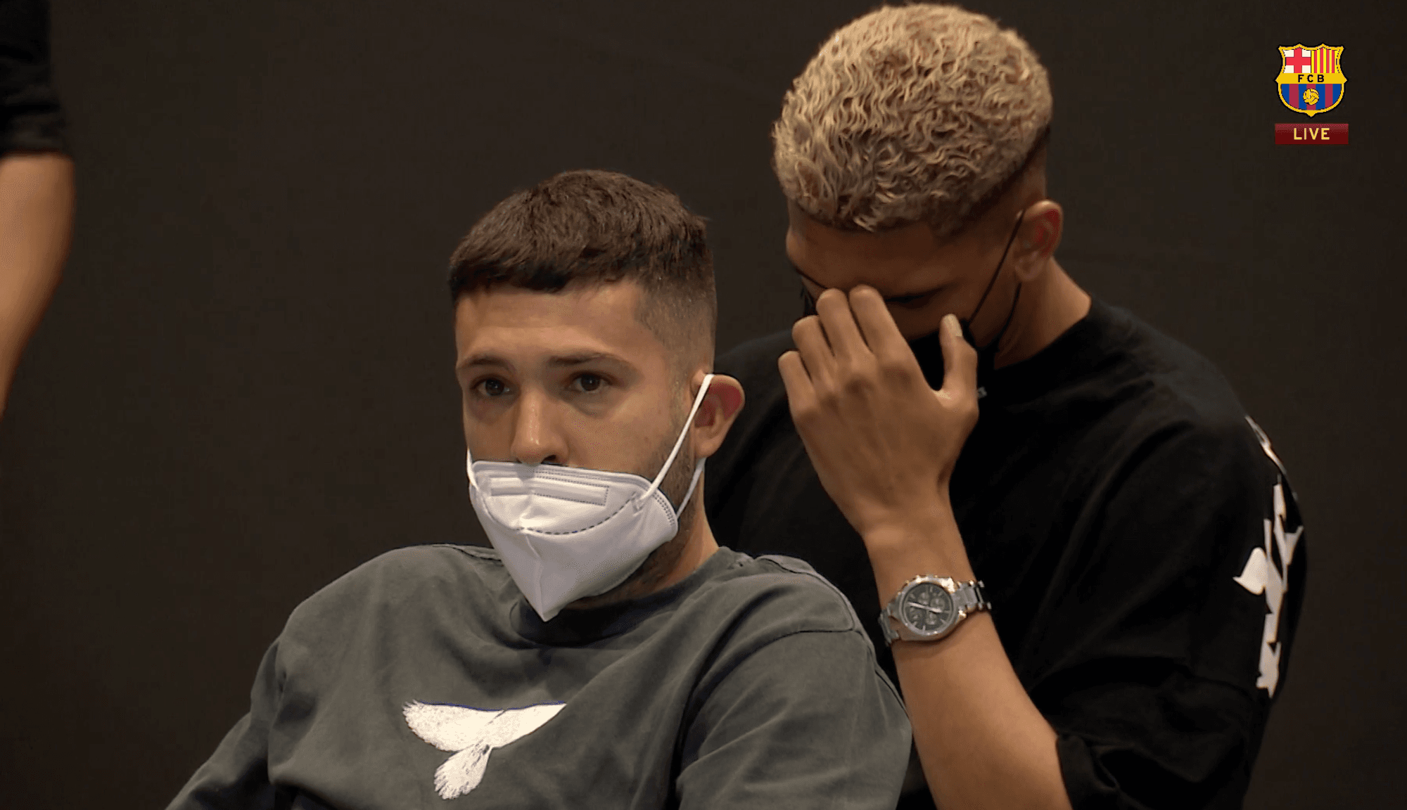 Jordi Alba bei der Abschieds-PK Lionel Messis