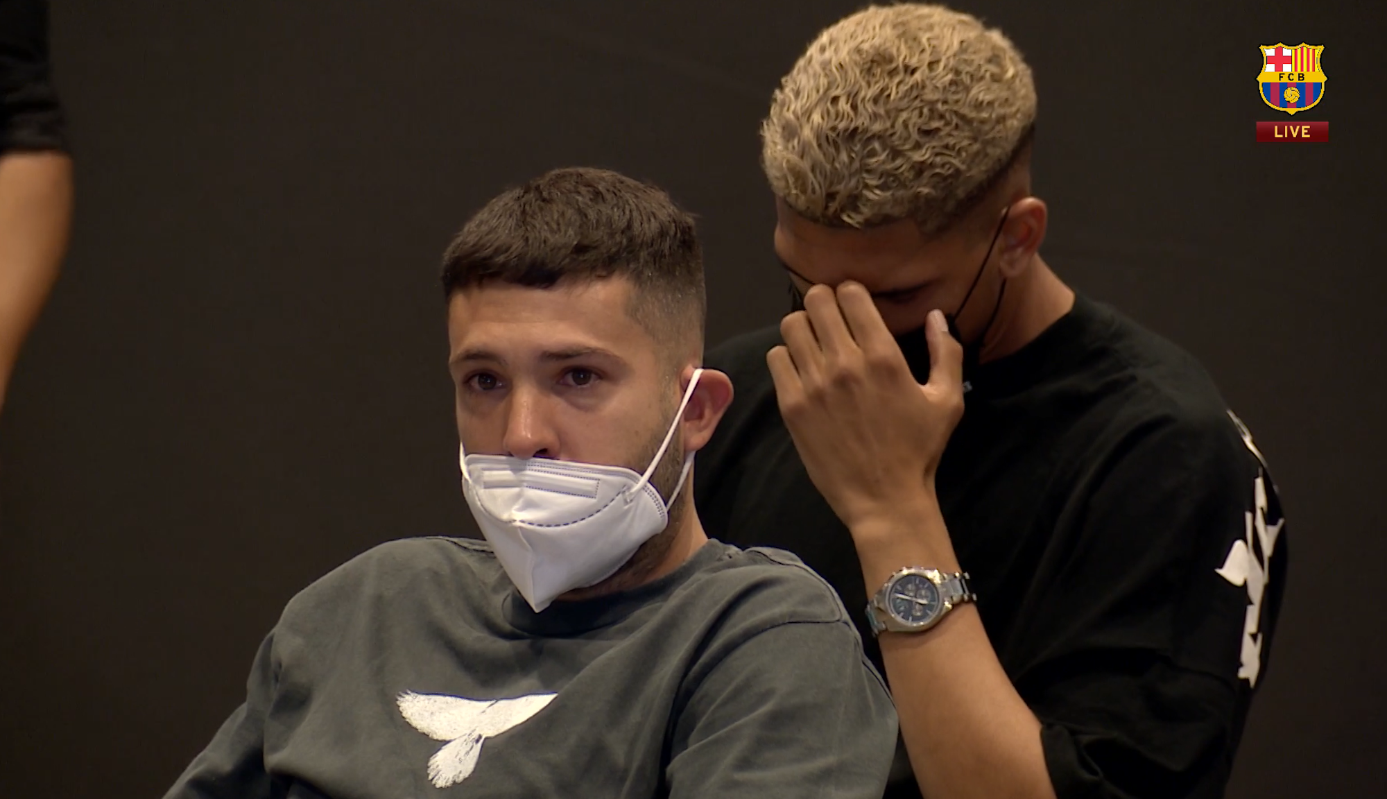 Jordi Alba bei der Abschieds-PK Lionel Messis