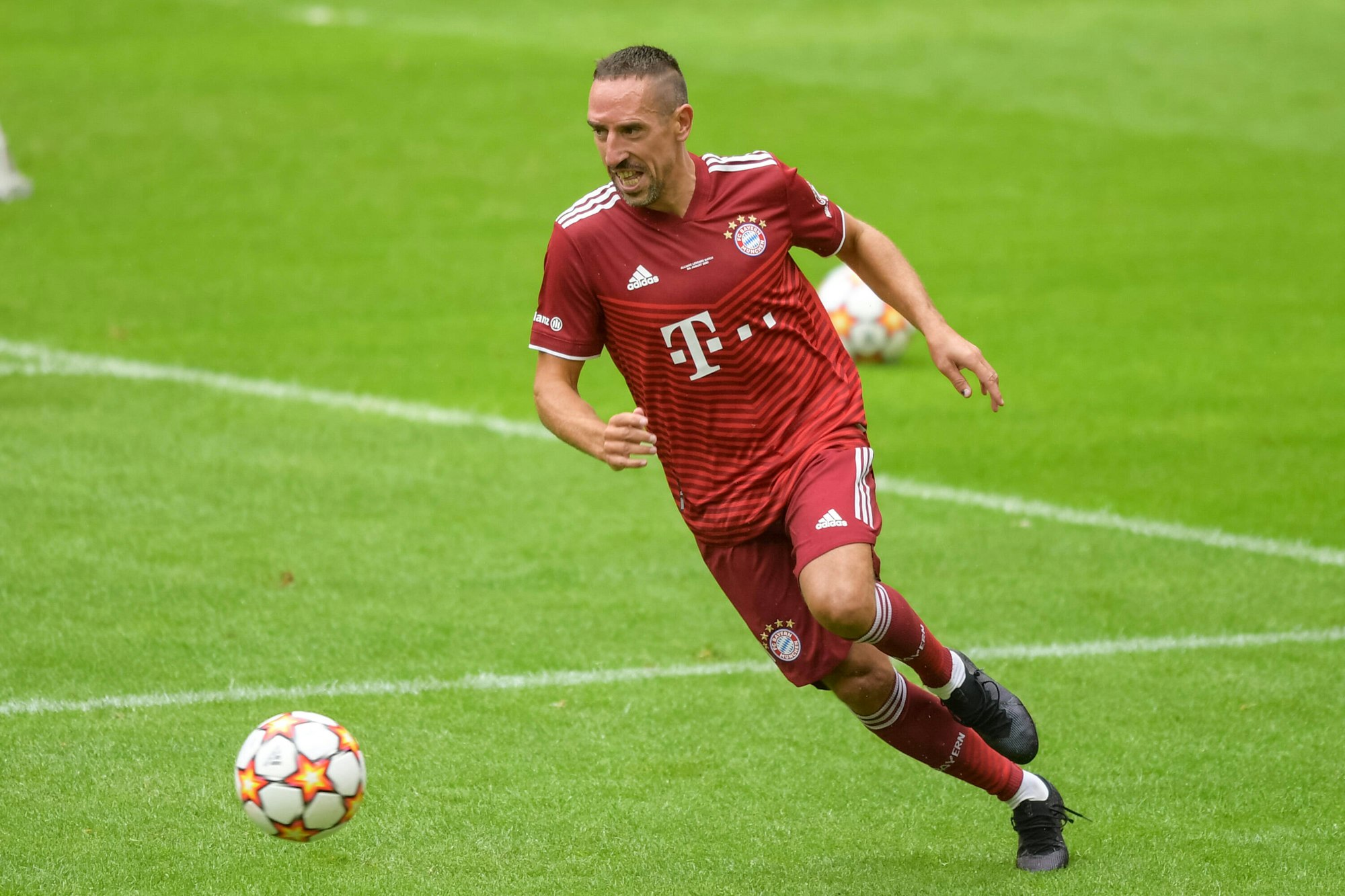 Franck Ribéry im Trikot des FC Bayern bei einem Spaß-Kick in der Allianz-Arena.