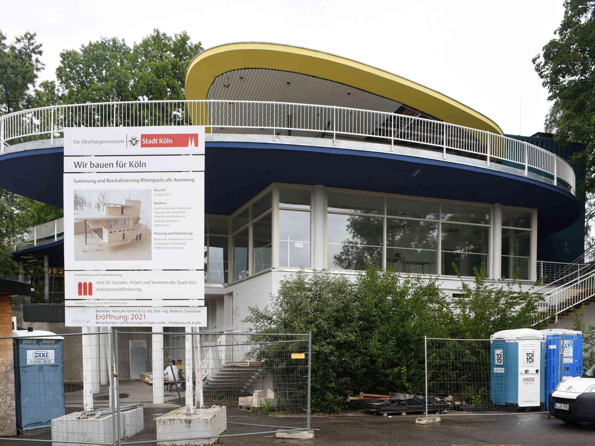 Das Parkcafé im Kölner Rheinpark ist derzeit noch eine Baustelle.