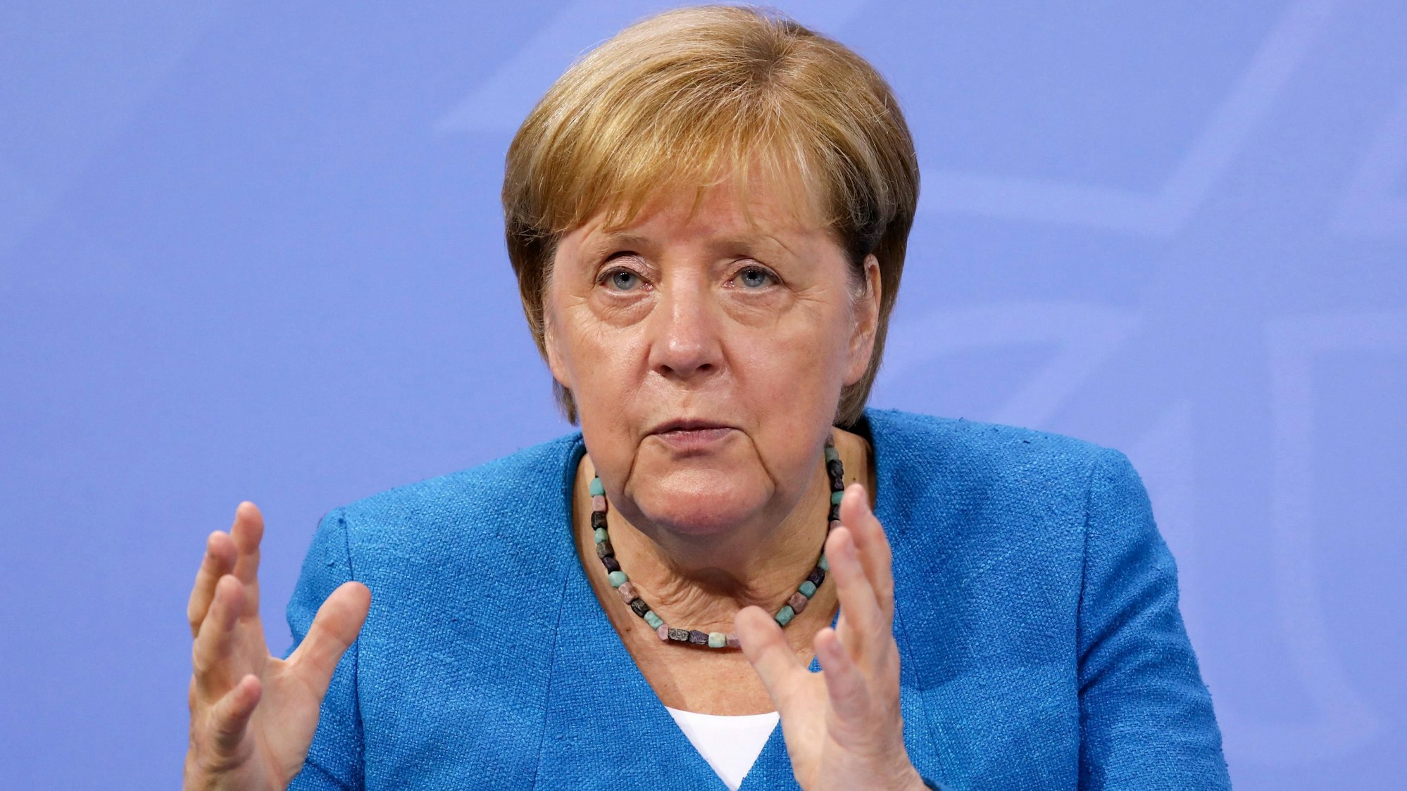 Bundeskanzlerin Angela Merkel (CDU) informiert bei einer Pressekonferenz am 10. August über die Ergebnisse des Corona-Gipfels von Bund und Ländern.