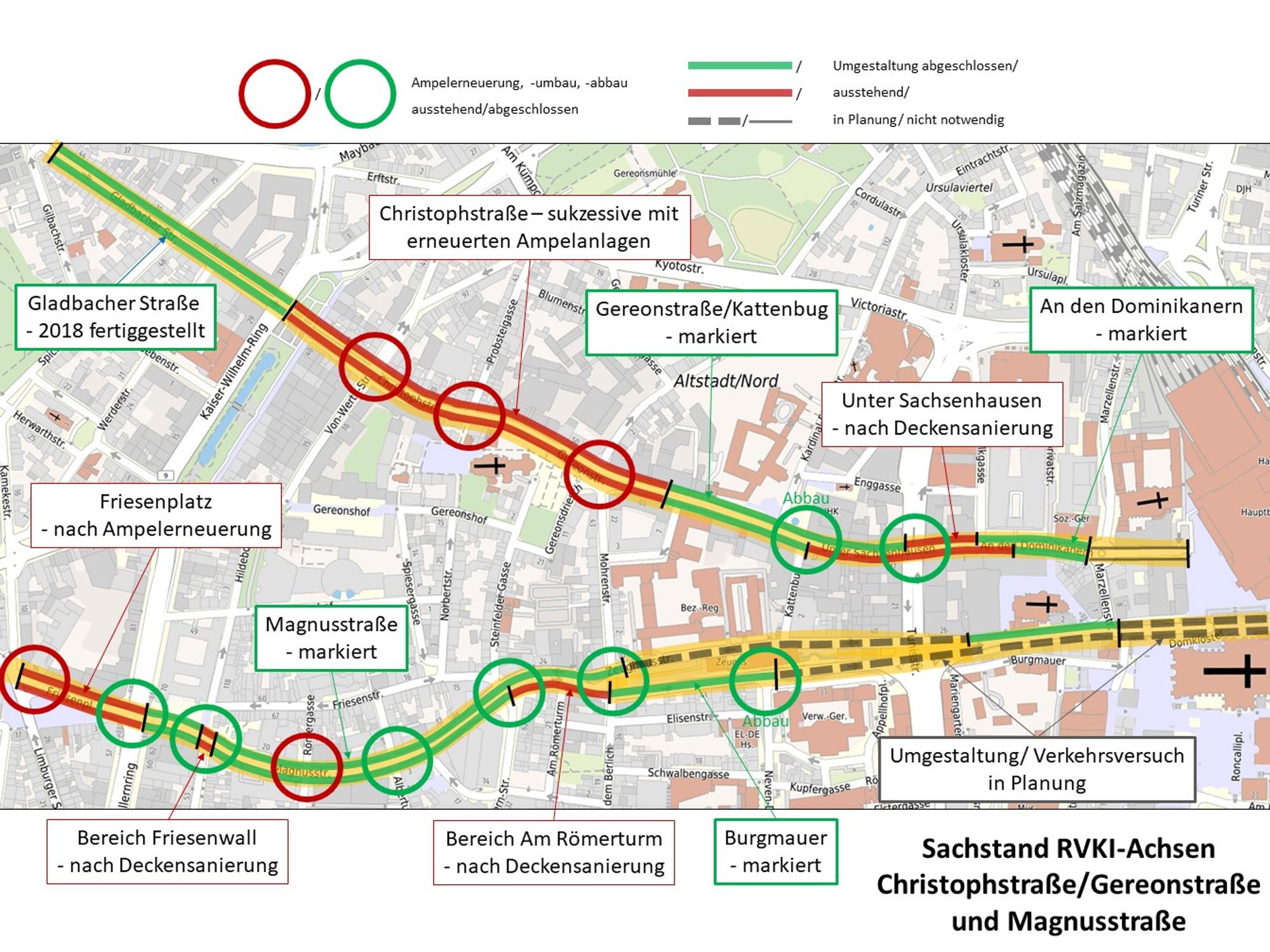 Die Karte der Stadt Köln zeigt es: Von Ehrenfeld bzw. Neuehrenfeld führen zwei parallele Fahrradstrecken in die Kölner Innenstadt.