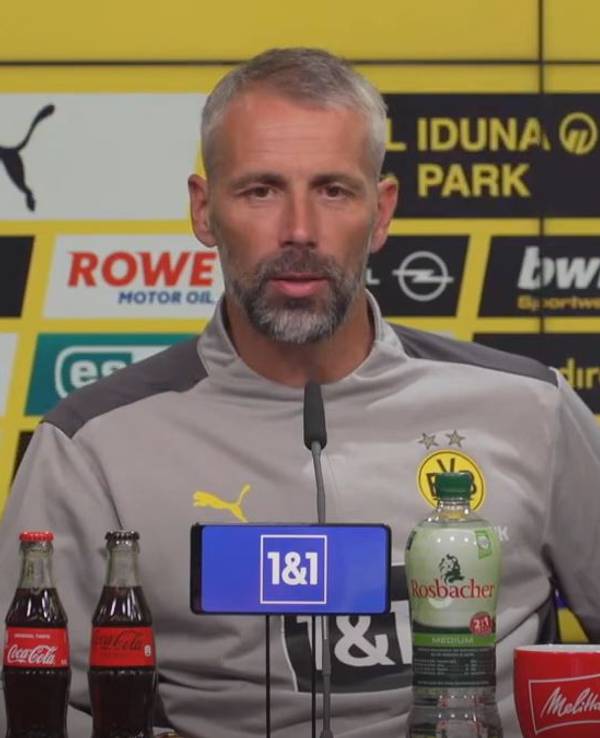 Marco Rose bei der Pressekonferenz am 12. August 2021.