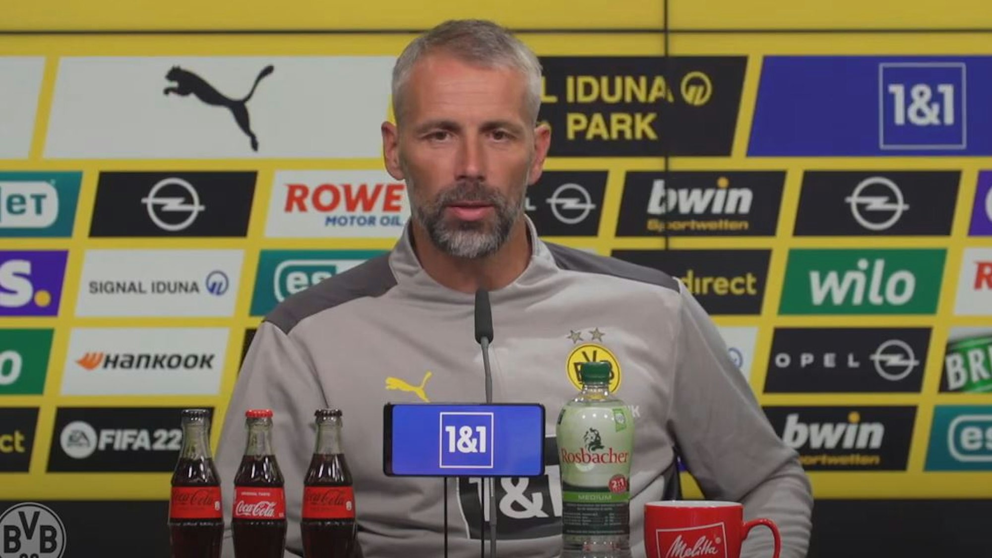 Marco Rose bei der Pressekonferenz am 12. August 2021.
