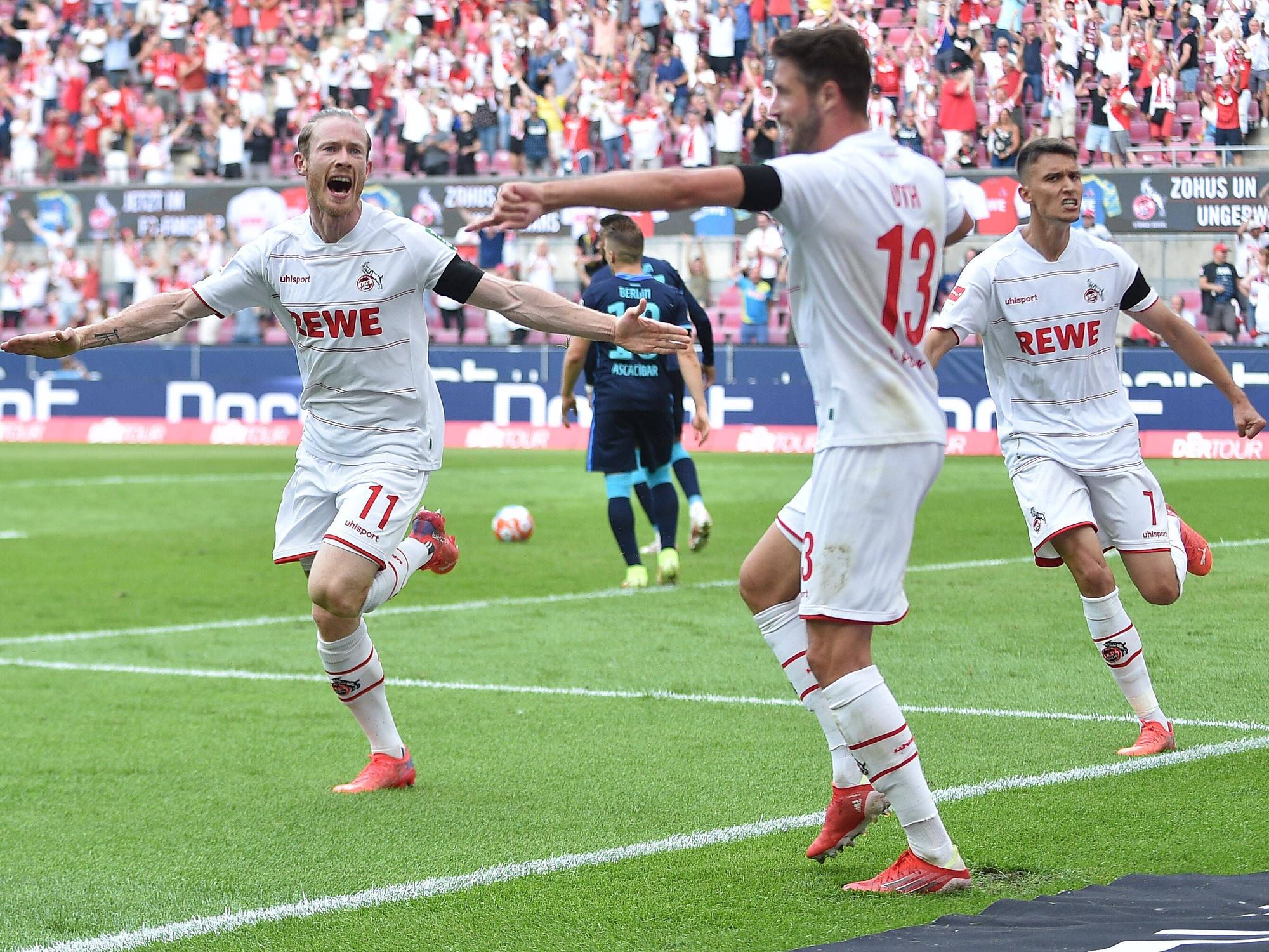 Florian Kainz jubelt für den 1. FC Köln gegen Hertha BSC.