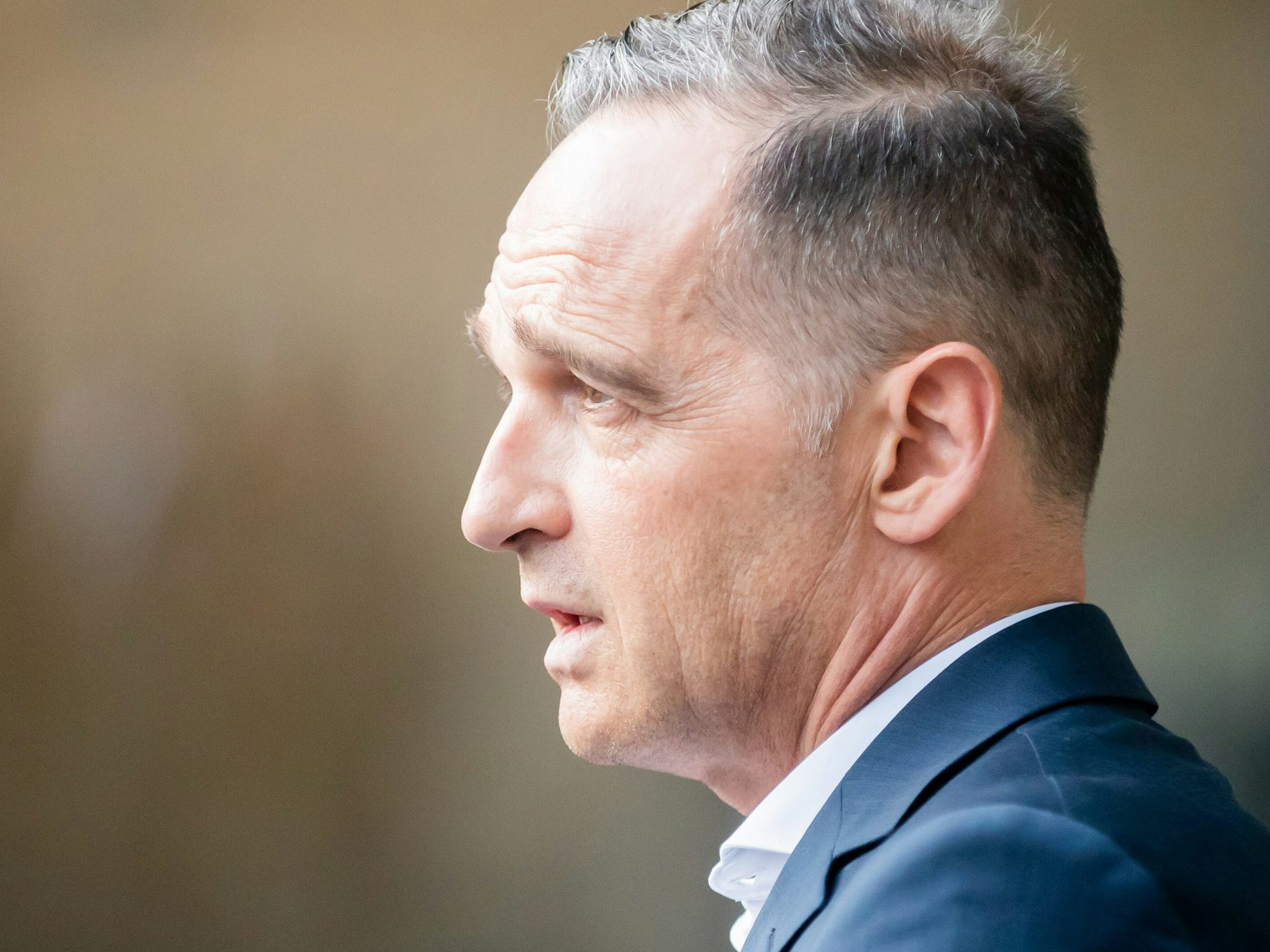 15.08.2021, Berlin: Heiko Maas (SPD), Außenminister, gibt vor dem Auswärtigen Amt ein Statement zur Lage in Afghanistan ab. Foto: Christoph Soeder/dpa +++ dpa-Bildfunk +++