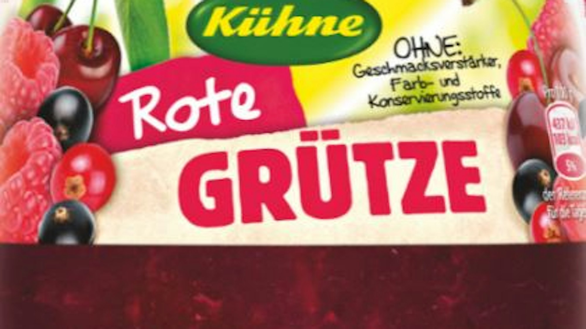 Produktrückruf des Lebensmittelherstellers Kühne zu Kühne Rote Grütze 375 g Glas.