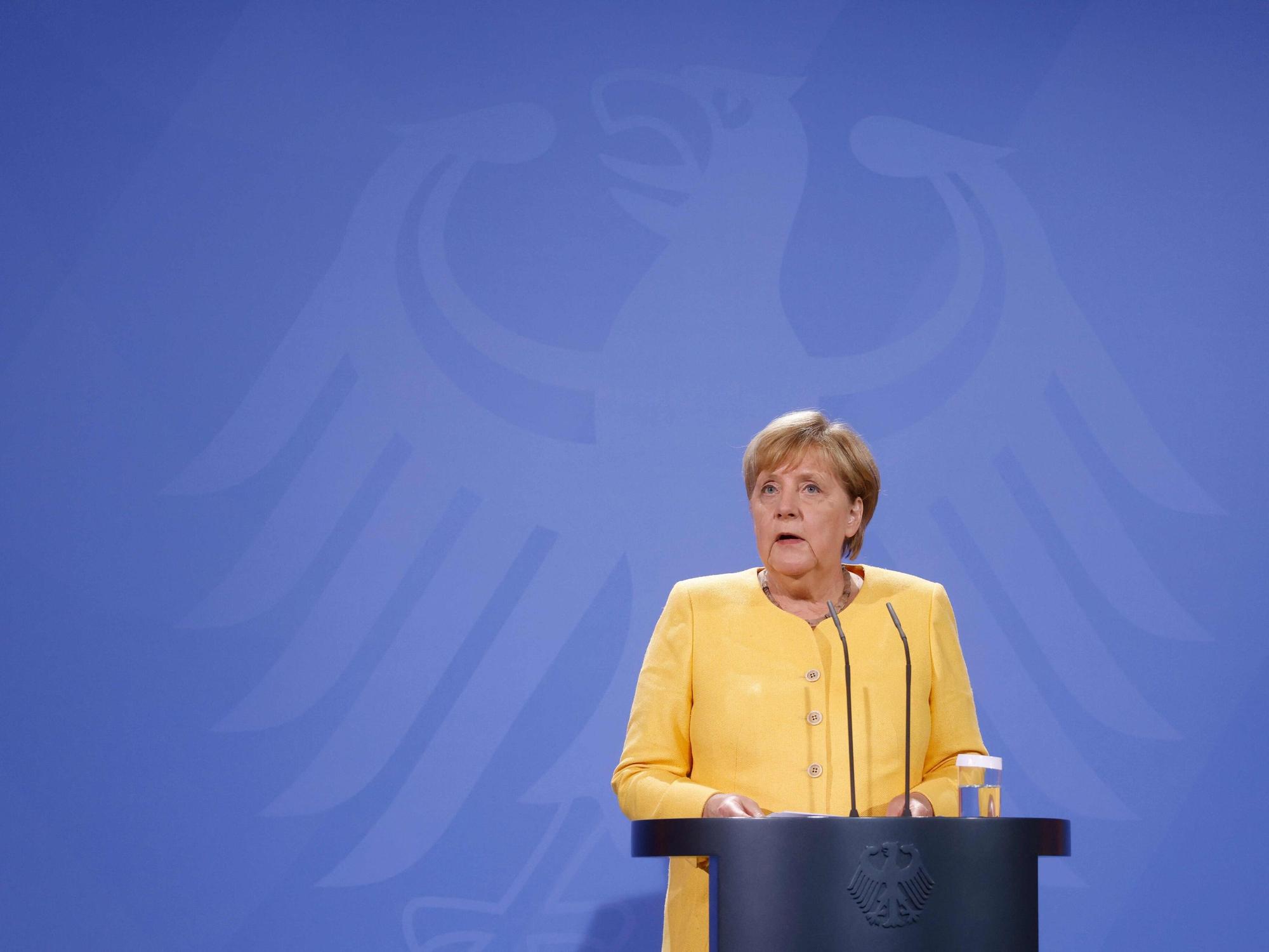 Bundeskanzlerin Angela Merkel (CDU) spricht am 16. August 2021 bei einer Pressekonferenz im Kanzleramt über die aktuellen Entwicklungen in Afghanistan.