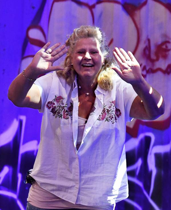 Silvia Wollny, Gewinnerin der Sat.1 Show "Promi Big Brother 2018", steht im im August 2018 im Sat.1-Studio.