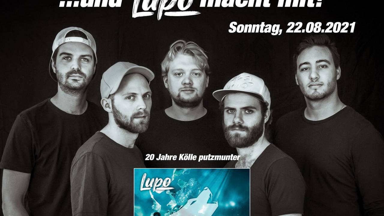 Die Kölner Band Lupo posiert auf einem Plakat der Aktion Kölle Putzmunter.