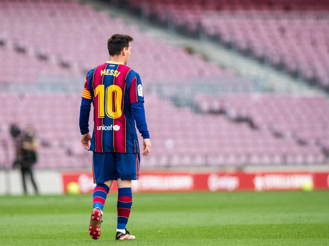Lionel Messi beim LaLiga-Spiel gegen Celta Vigo im Trikot des FC Barcelona.