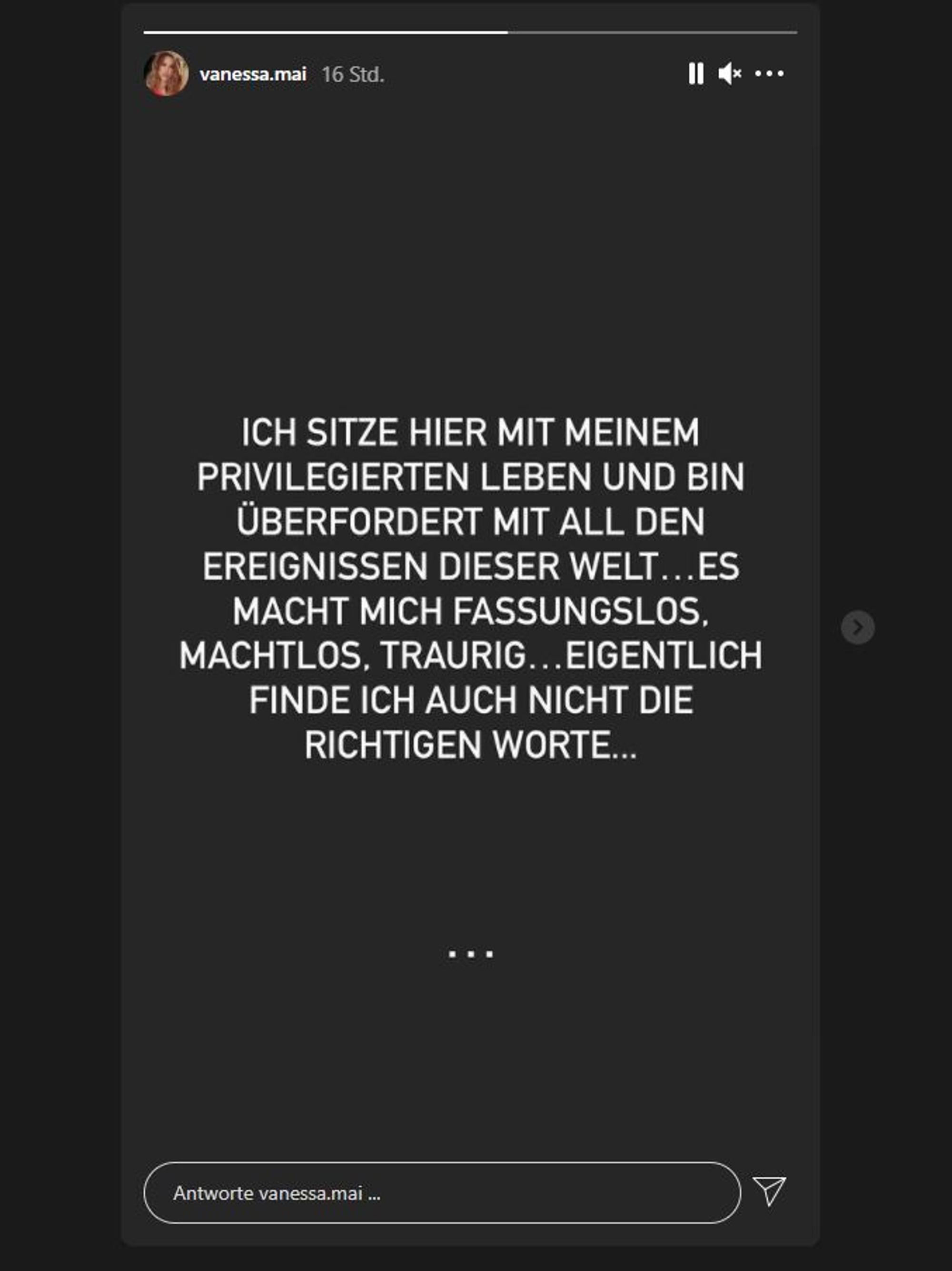 Vanessa Mai spricht auf Instagram über die Lage in Afghanistan und ihre Überforderung.