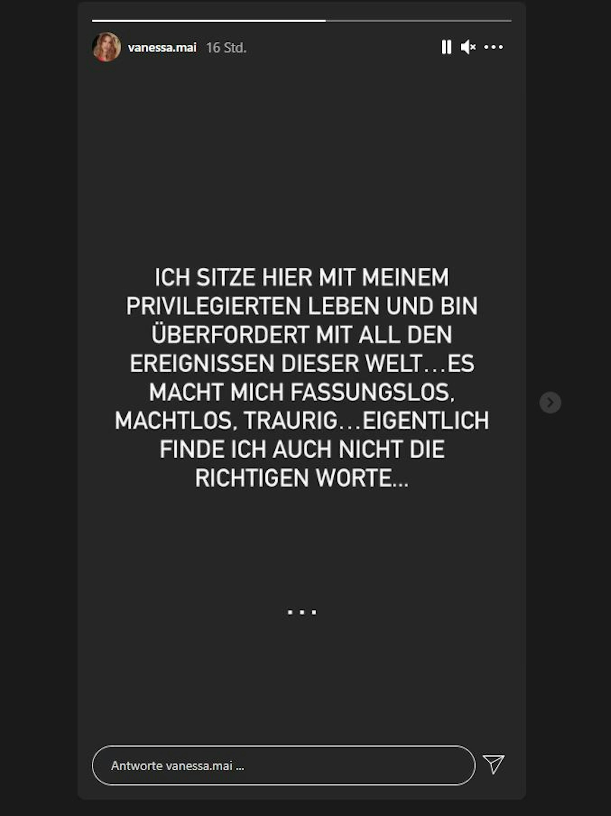Vanessa Mai spricht auf Instagram über die Lage in Afghanistan und ihre Überforderung.