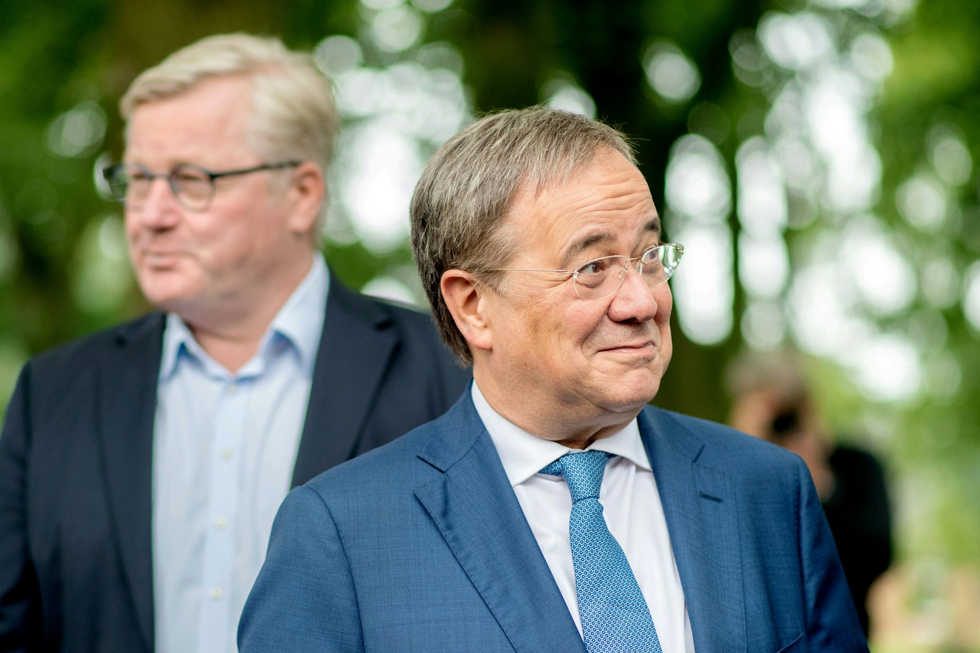 Armin Laschet, Kanzlerkandidat der Union und Vorsitzender der CDU, spricht bei einer Wahlkampfveranstaltung auf dem Rittergut Hammerstein.