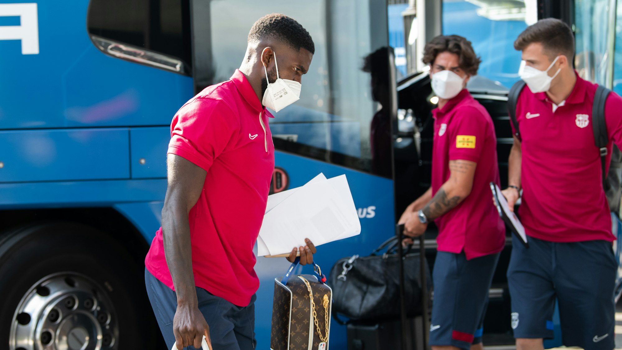 Samuel Umtiti bei der Ankunft des FC Barcelona am Trainingslager Öschberghof.
