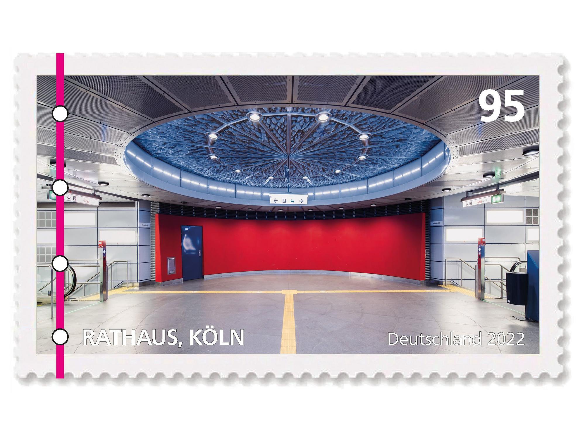 Entwurf zur Briefmarke KVB-Haltestelle Rathaus
