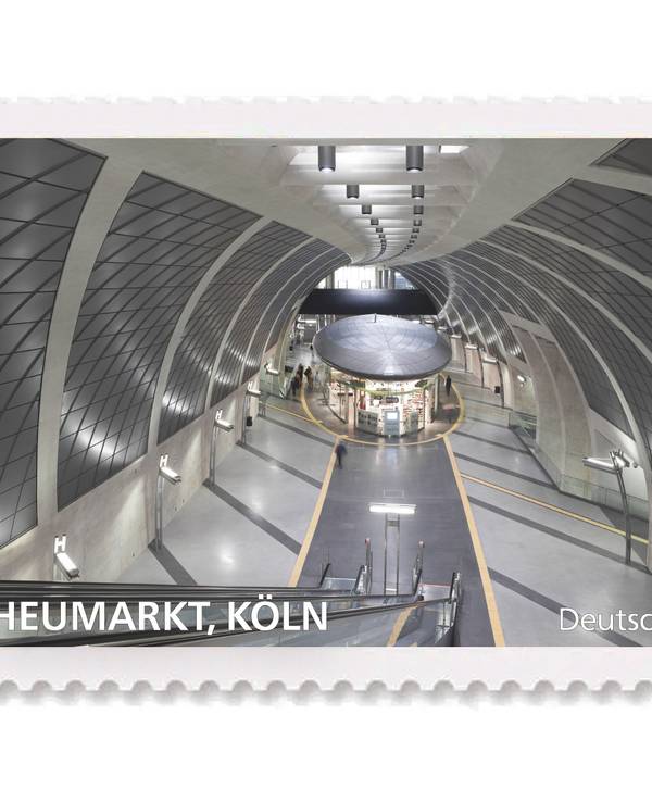 Entwurf zur Briefmarke KVB-Haltestelle Heumarkt