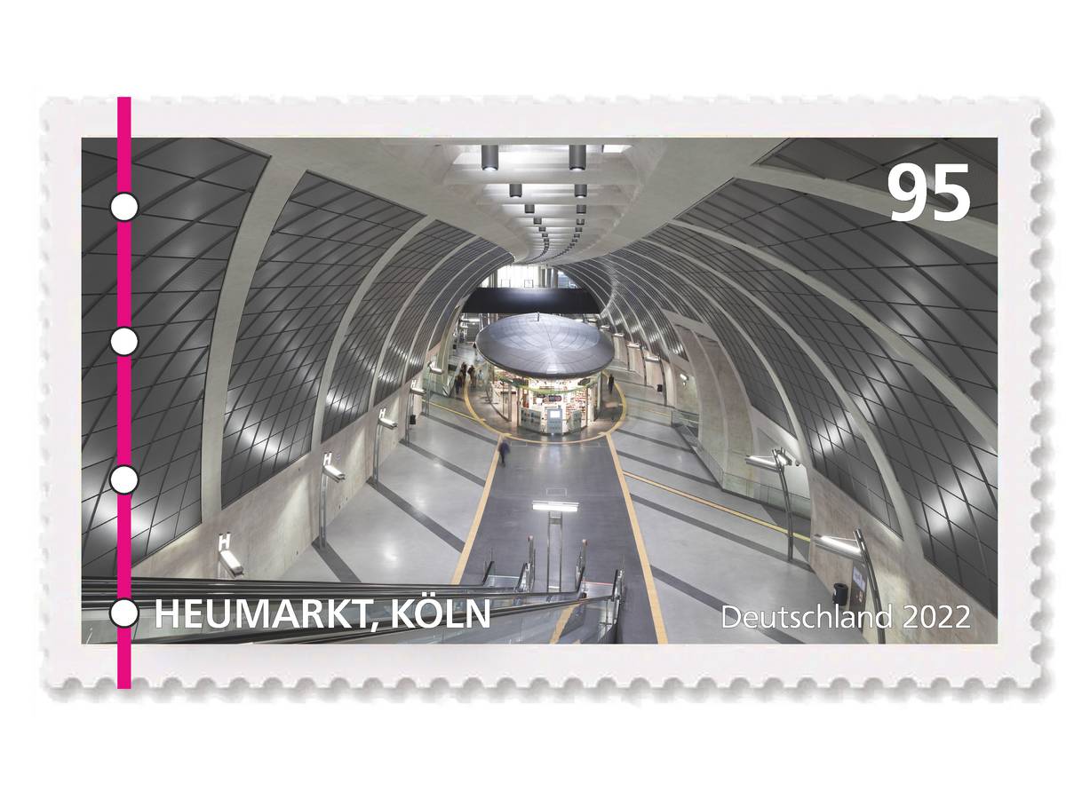 Entwurf zur Briefmarke KVB-Haltestelle Heumarkt